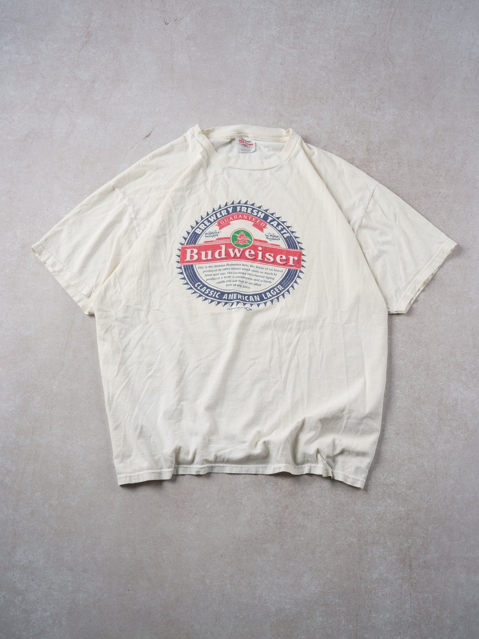 Vintage 90s Cream Budweiser X Austin Steak Ale House Graphic Tee (L)