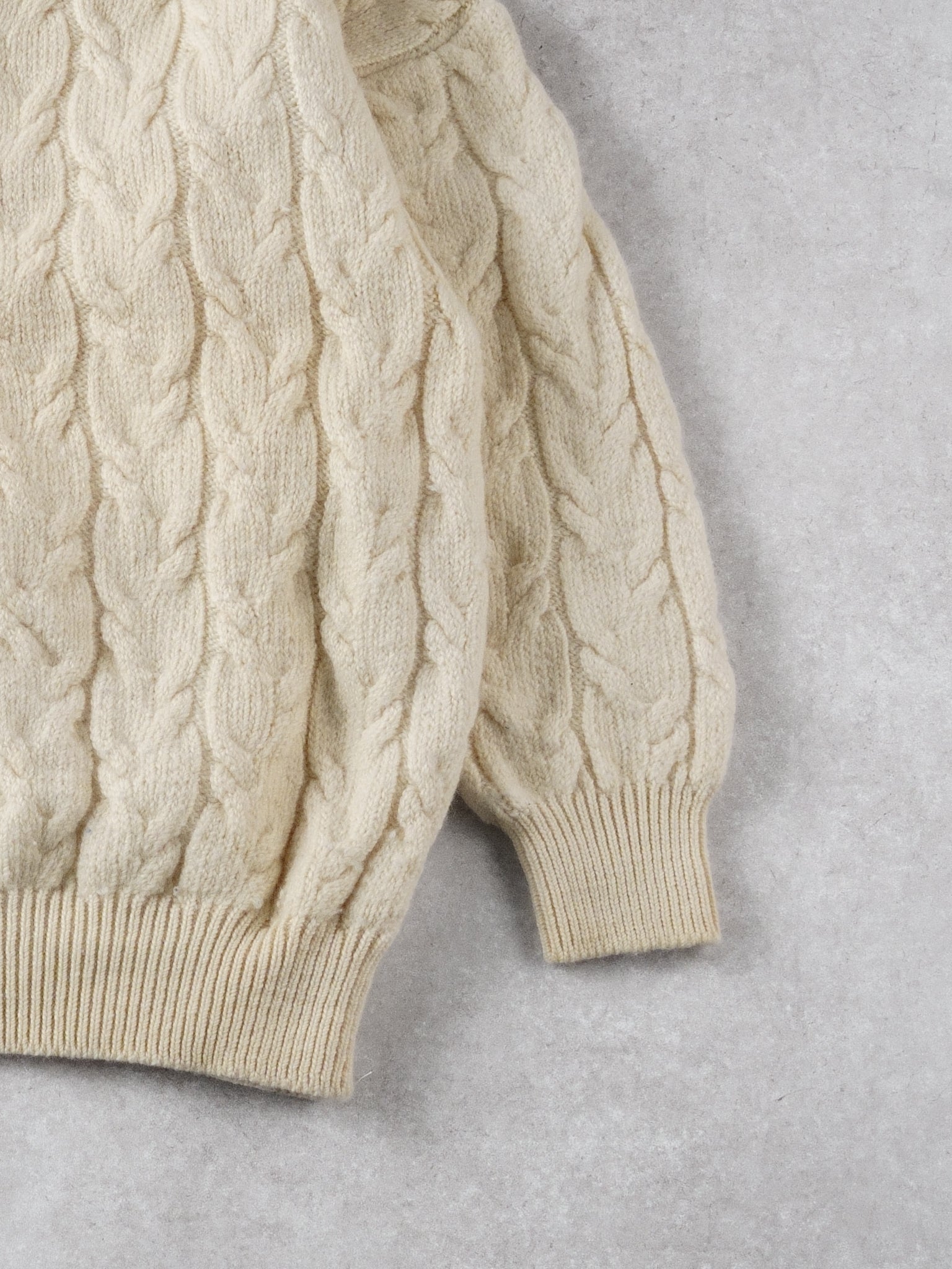 Vintage 90s Beige Great Australian Sweater Pattern Knit Wool Sweater (L)