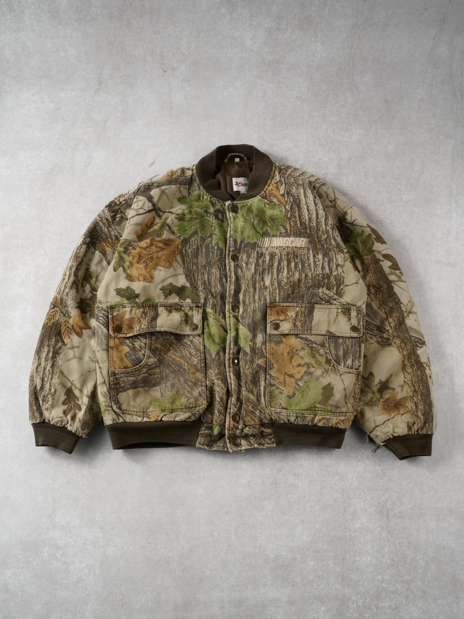 Vintage 90s Realtree Camo Nascar Bomber Jacket (L)