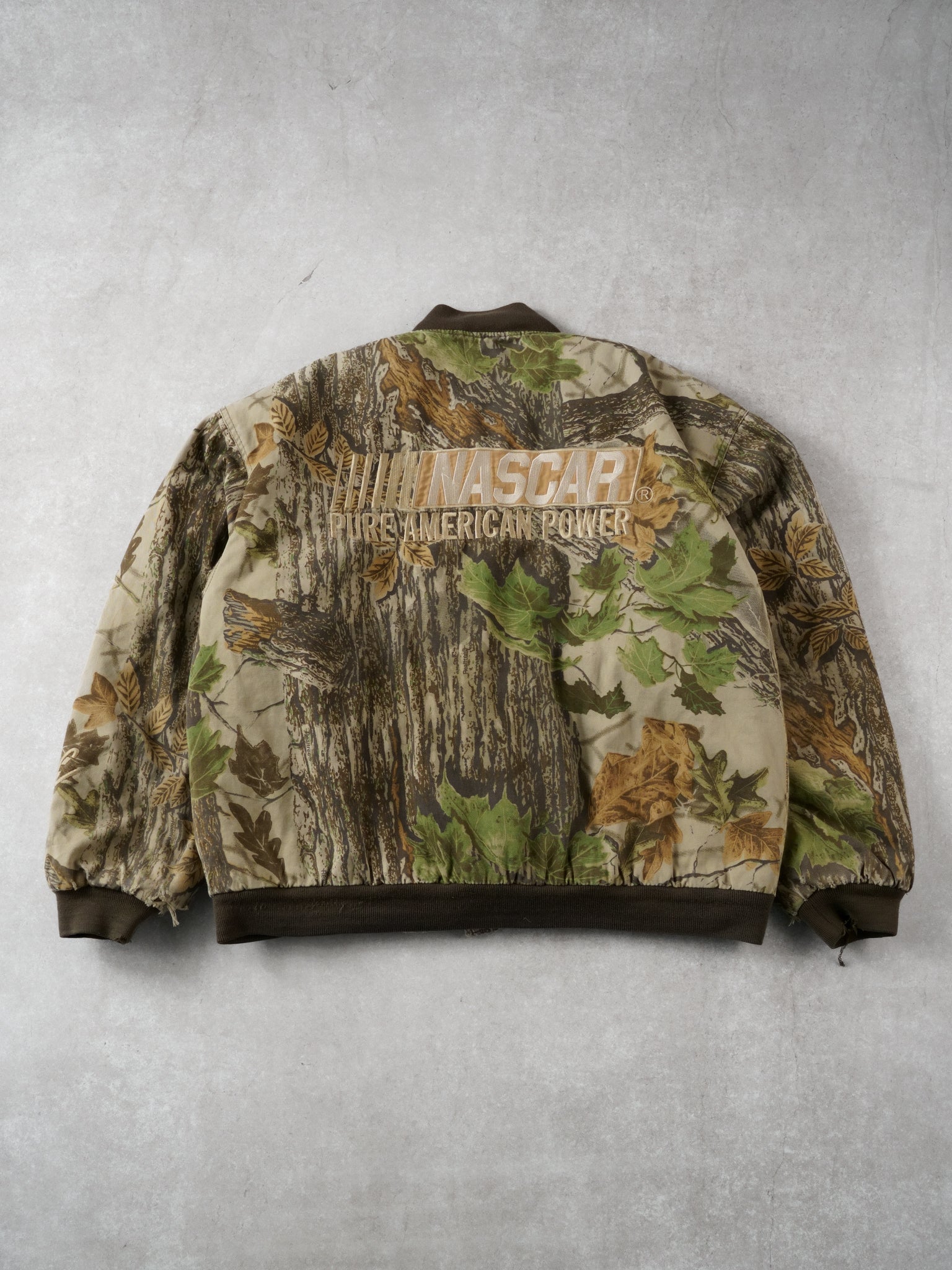 Vintage 90s Realtree Camo Nascar Bomber Jacket (L)