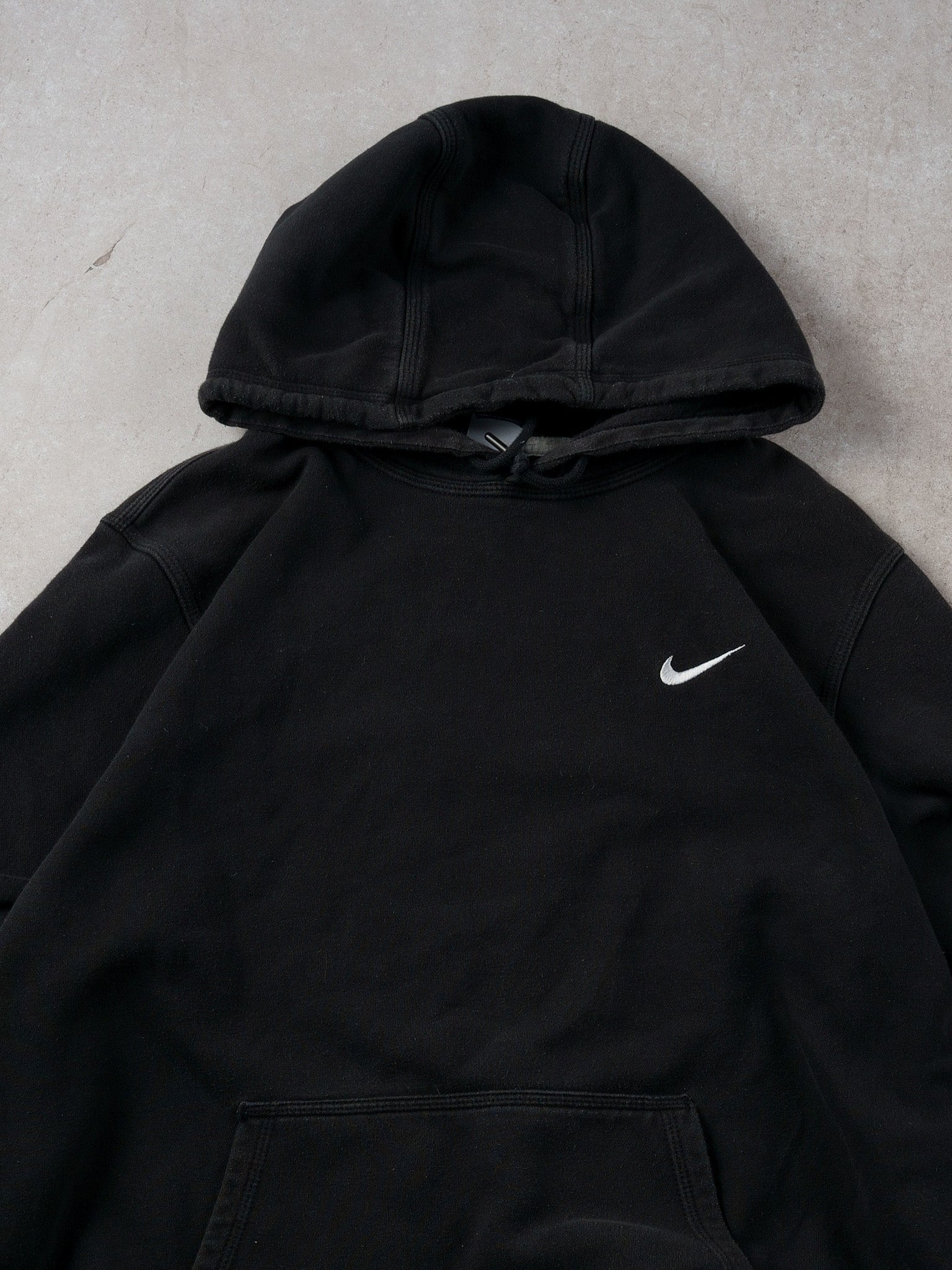 Vintage Y2k Black Nike Embroidery Blank Hoodie (L)