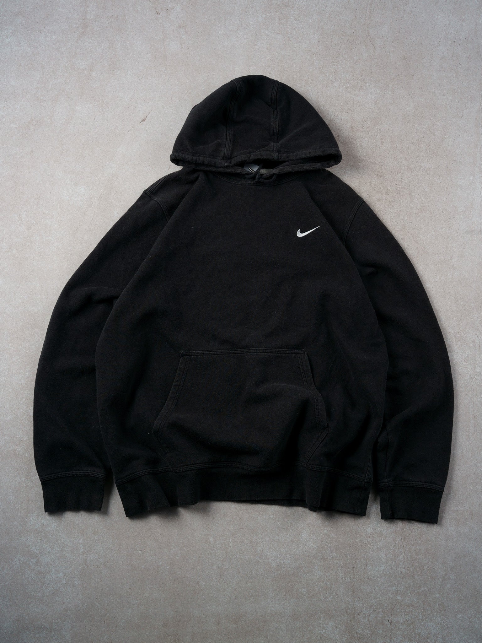 Vintage Y2k Black Nike Embroidery Blank Hoodie (L)