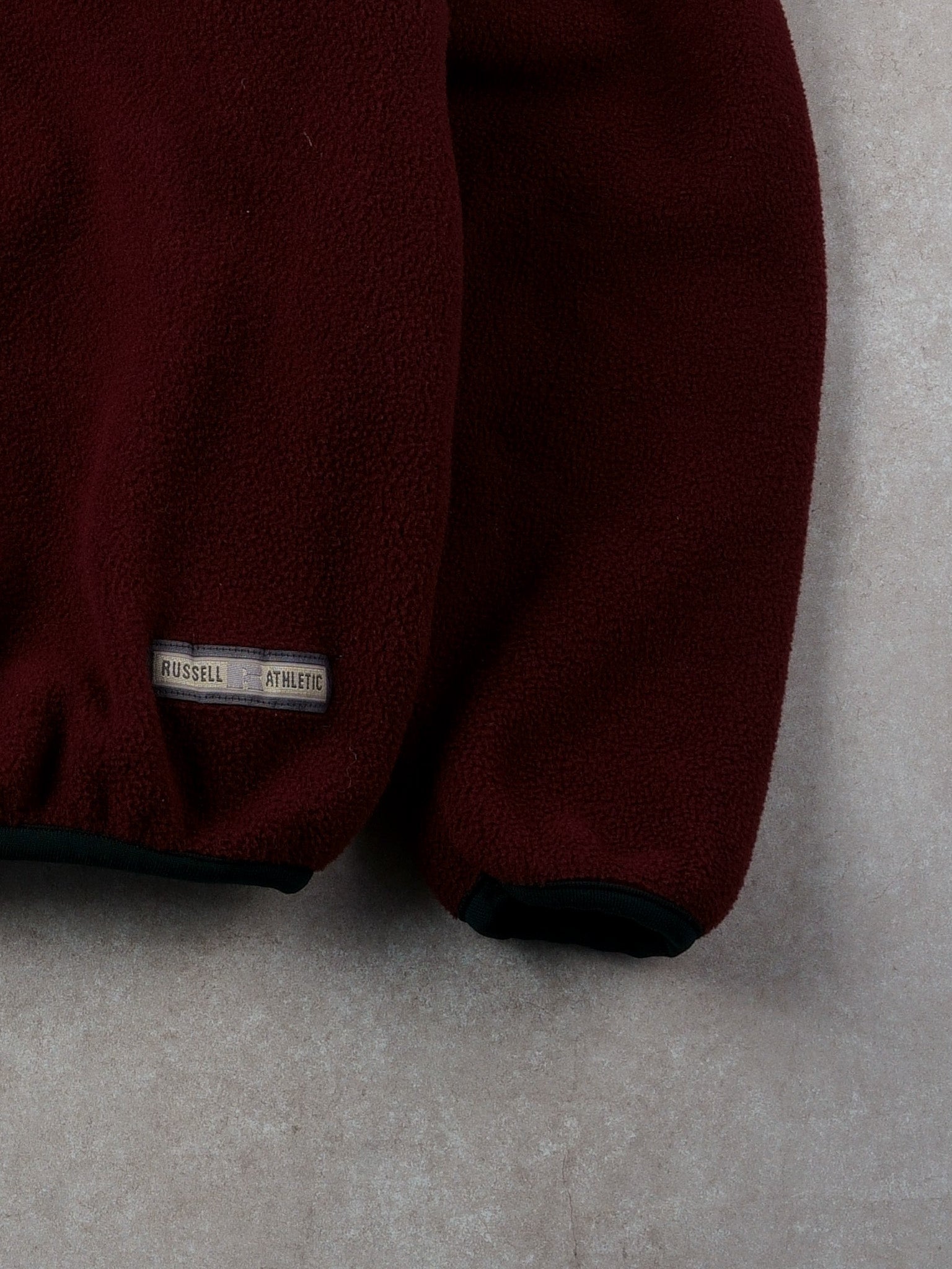 Vintage 90s Maroon Russell Athletics Fleece 1/4 Button Up (L)