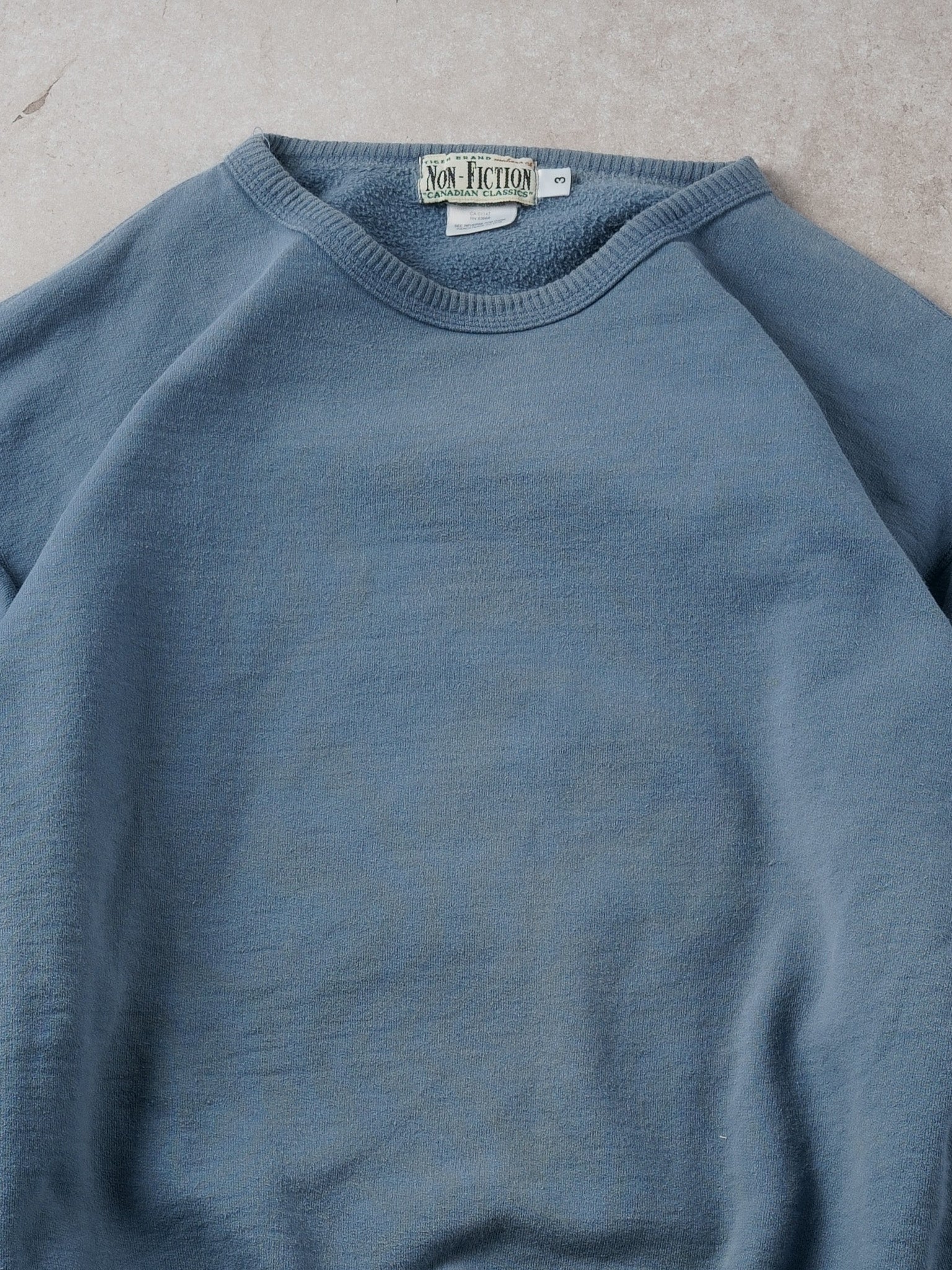 Vintage 90s Faded Baby Blue Non Fiction Blank Crewneck (L)