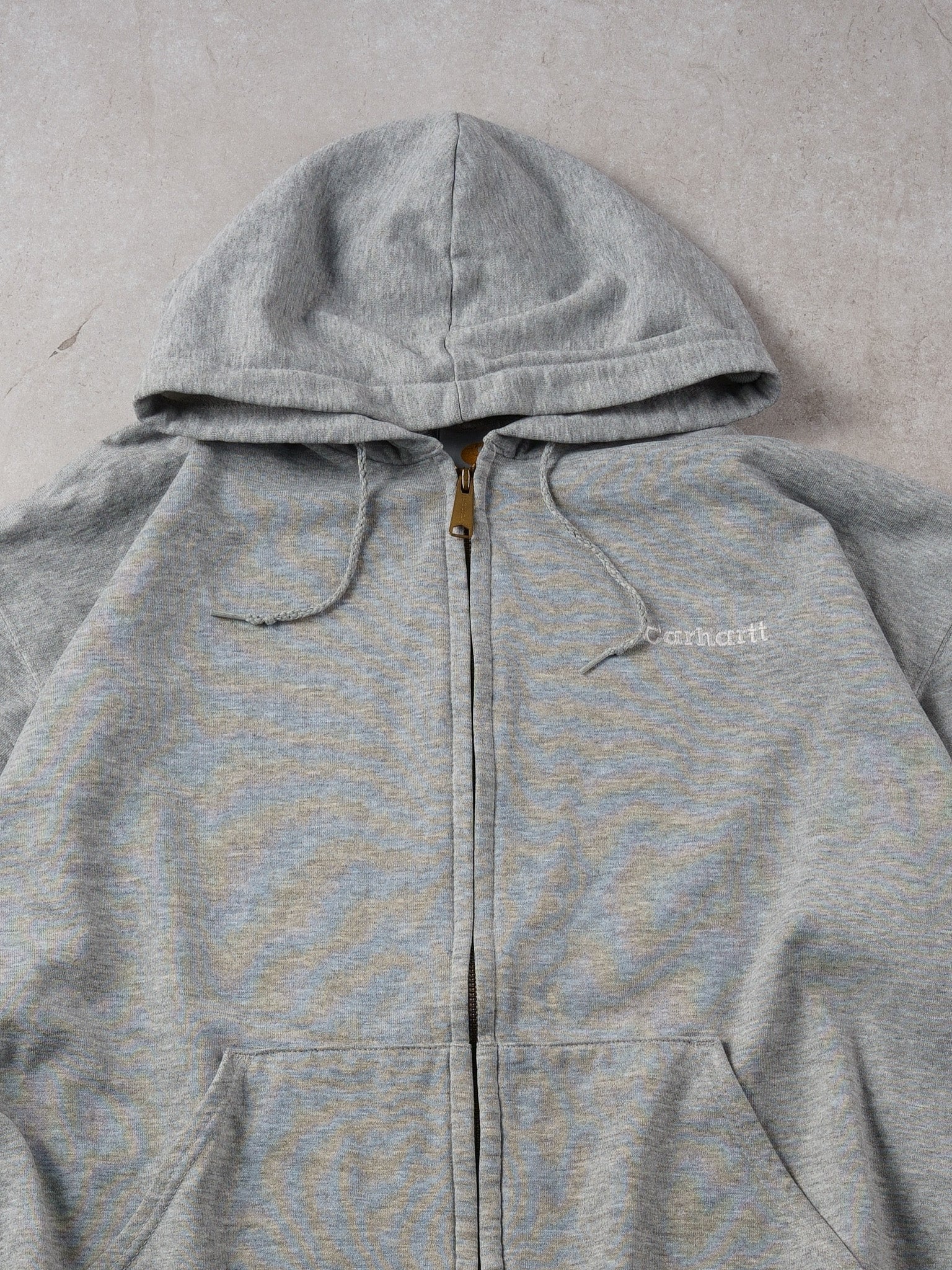 Vintage 90s Grey Carhartt Blank Hooded Zip Up (XXL)