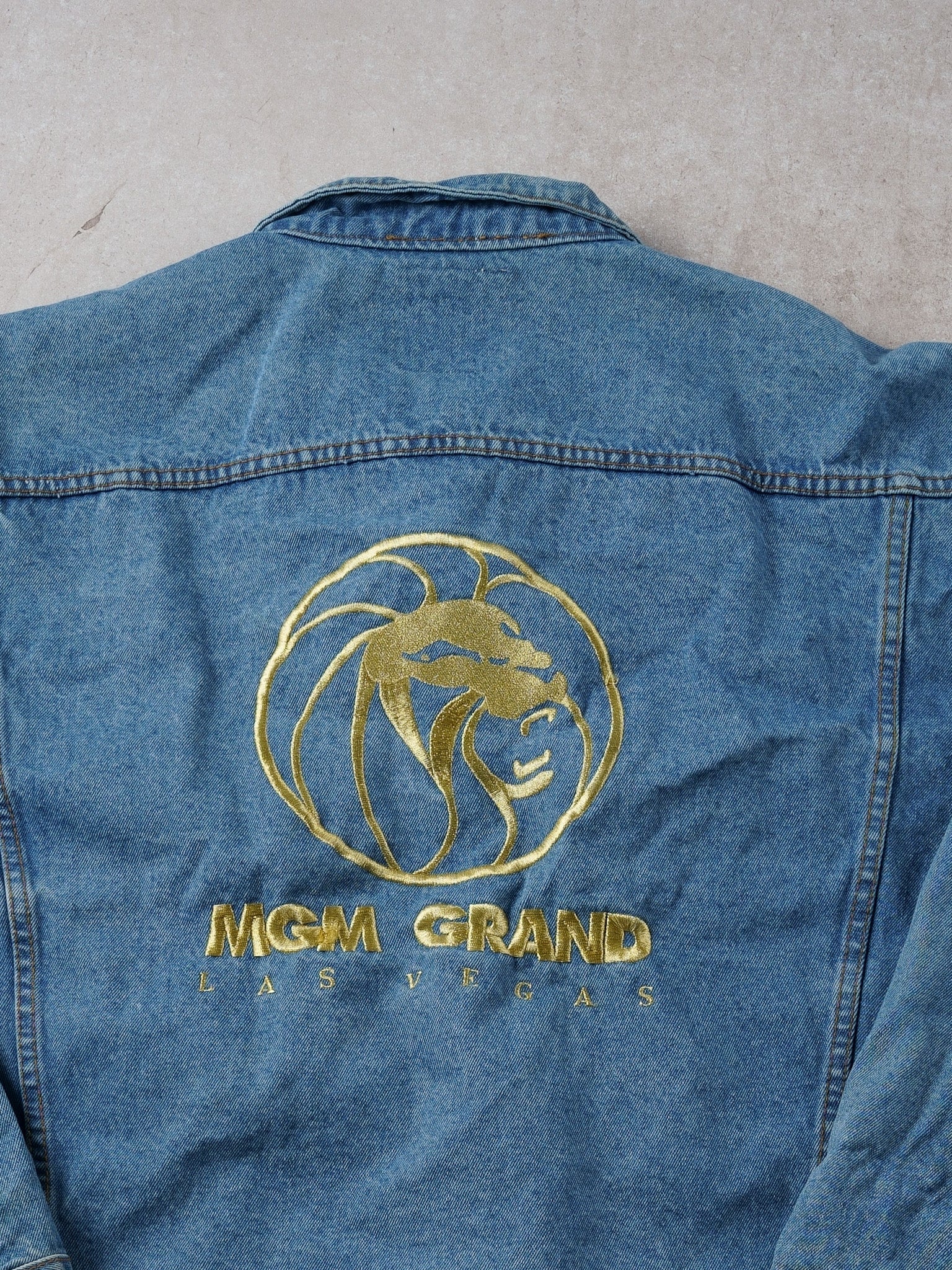 Vintage Y2k Blue MGM Vegas Denim Jacket (L)