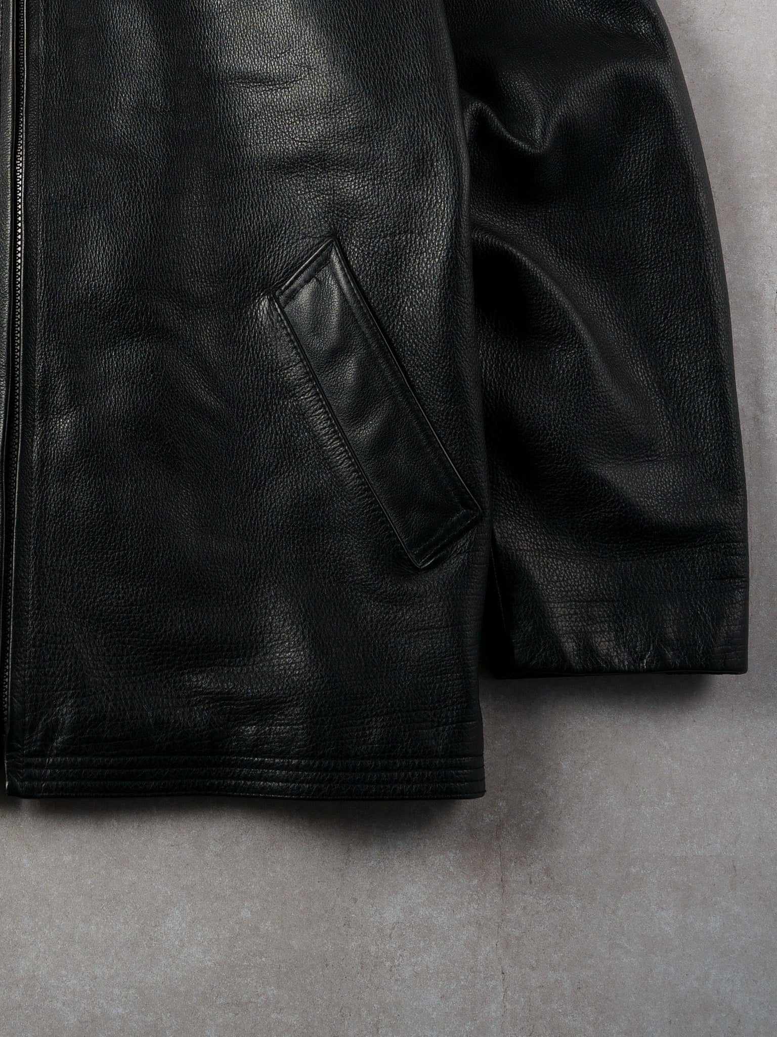 Vintage 90s Black Danier Collared Leather Jacket (M)