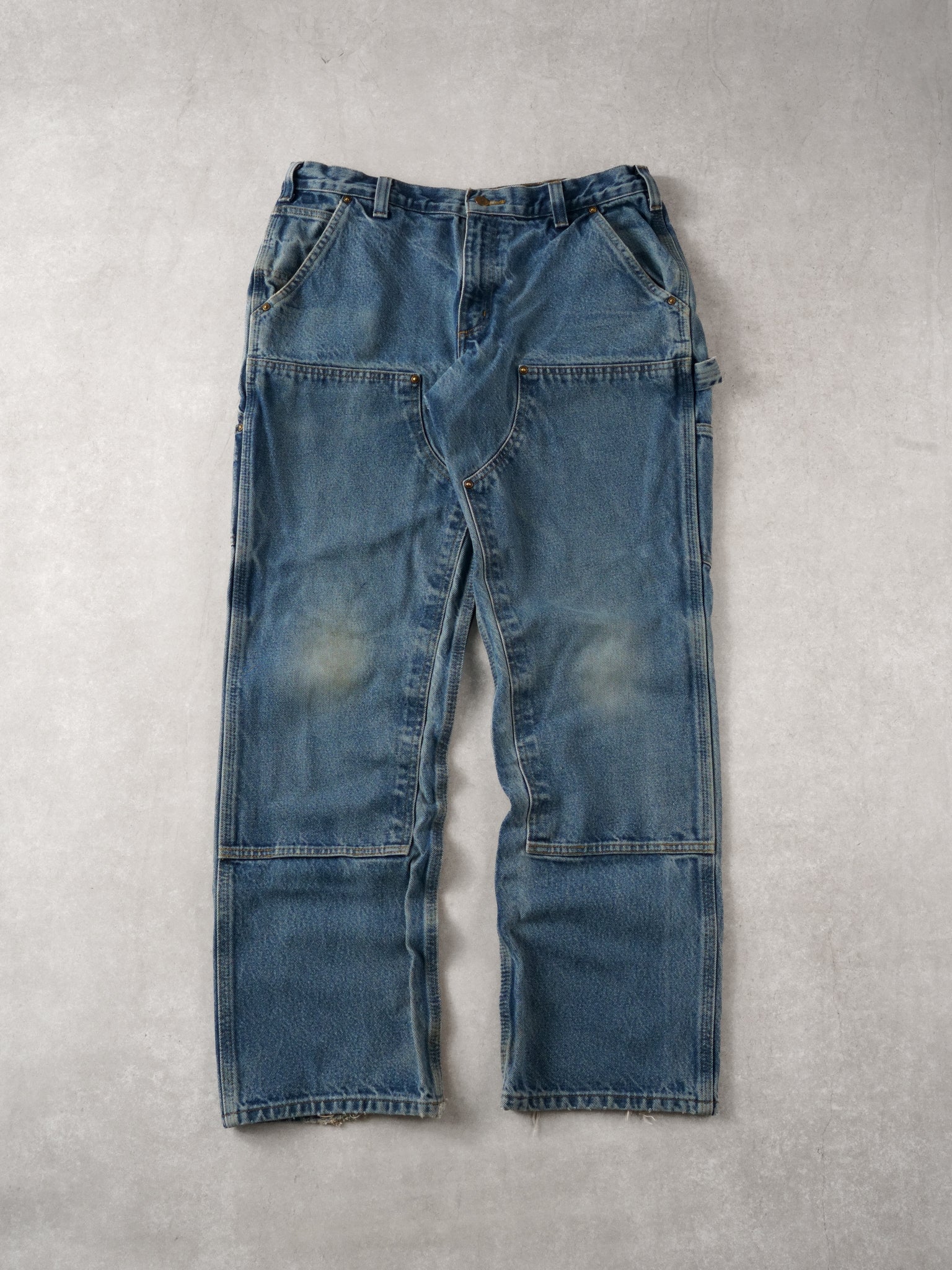 Vintage 90s Blue Rare Denim Carhartt Double Knee Carpenter Pants (36x32)