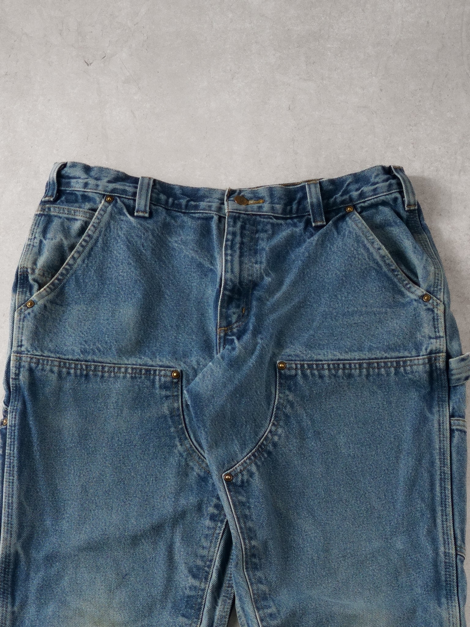 Vintage 90s Blue Rare Denim Carhartt Double Knee Carpenter Pants (36x32)