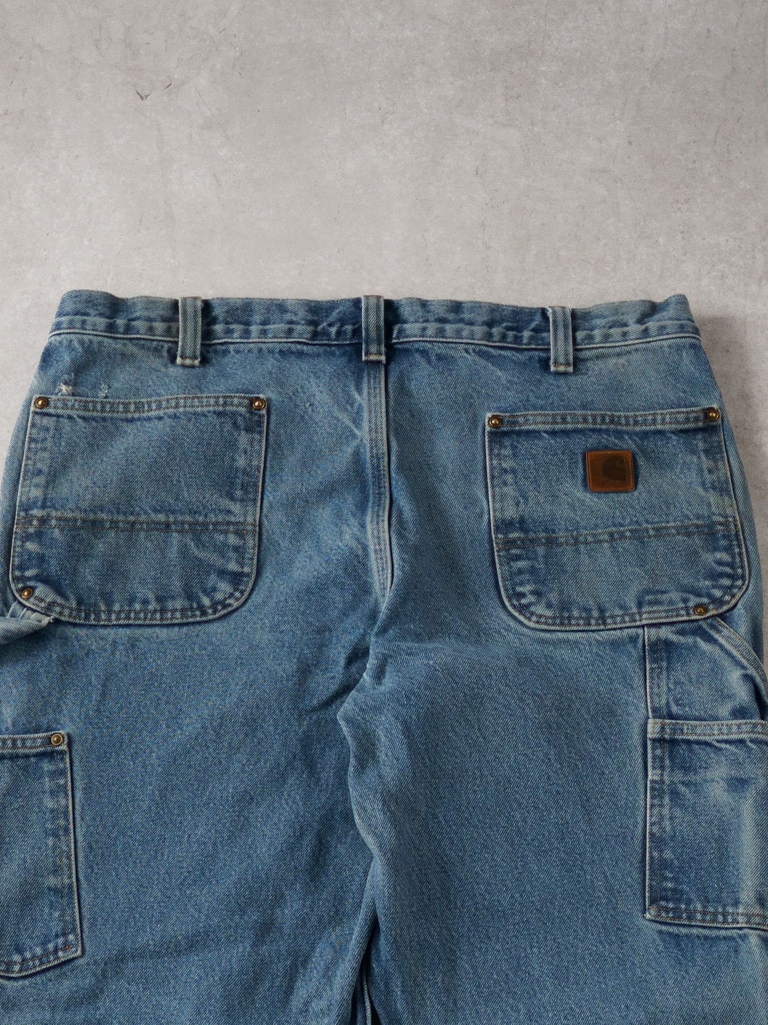 Vintage 90s Blue Rare Denim Carhartt Double Knee Carpenter Pants (36x32)