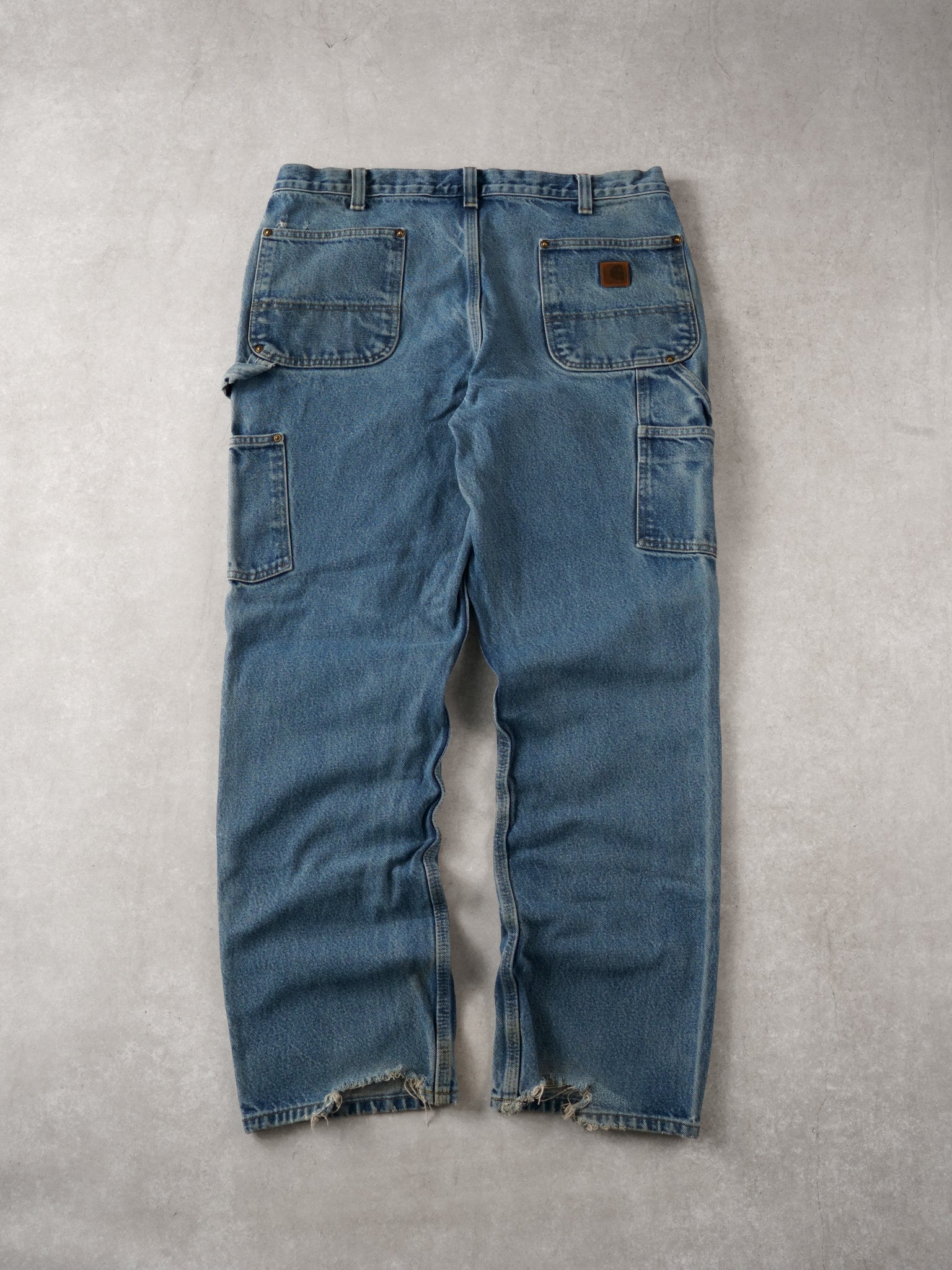 Vintage 90s Blue Rare Denim Carhartt Double Knee Carpenter Pants (36x32)