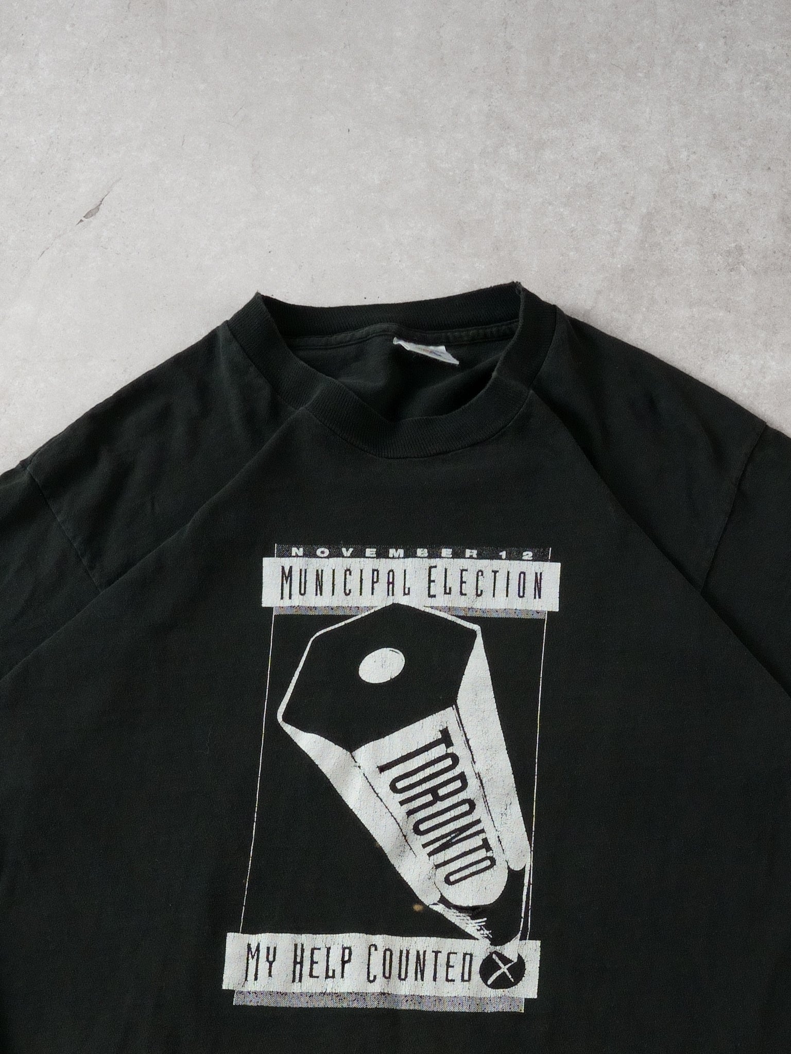 Vintage 90s Black Toronto Election Single Stitch Tee (M)