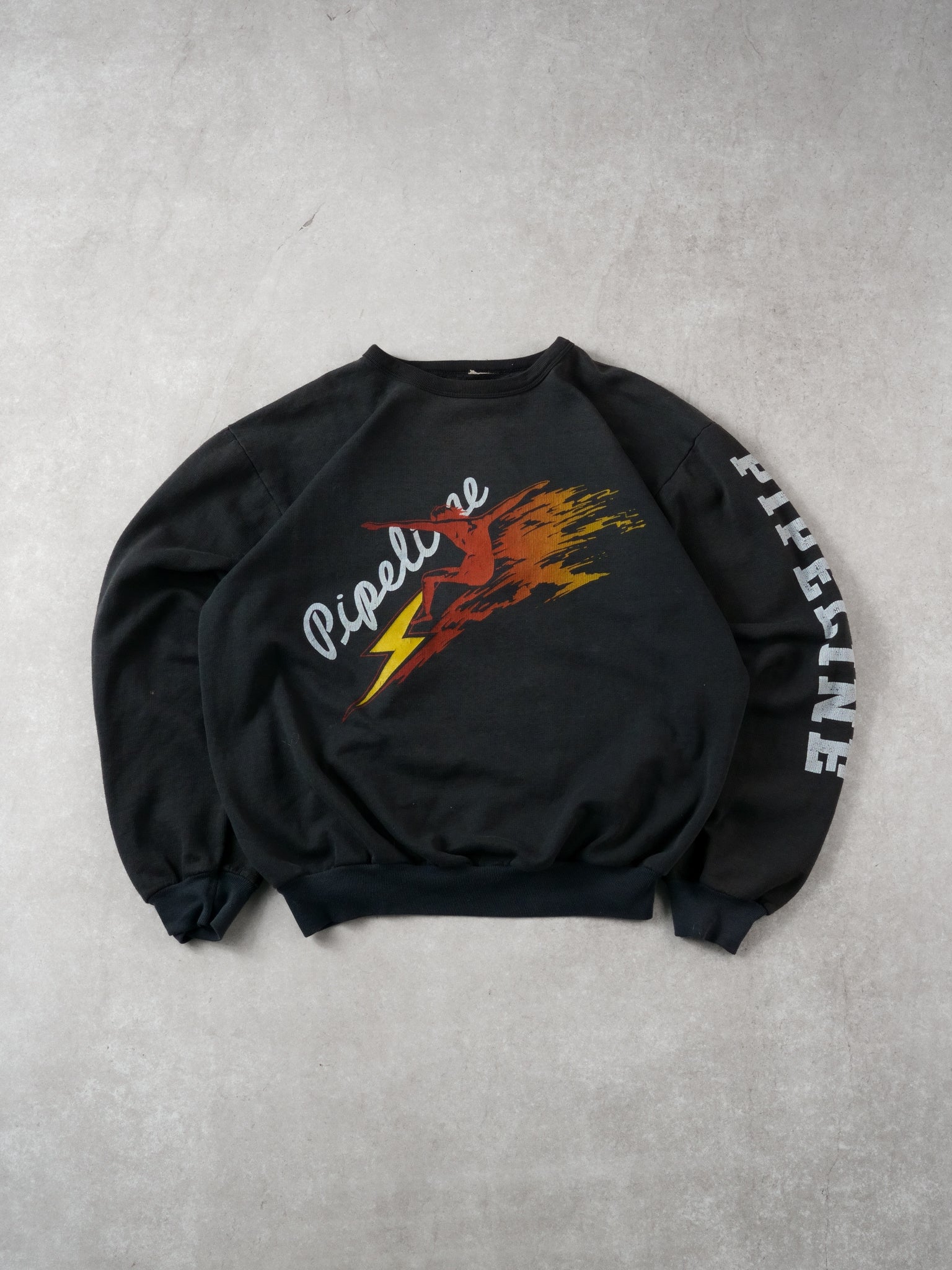 Vintage 80s Black Pipeline Sports Graphic Crewneck (M)