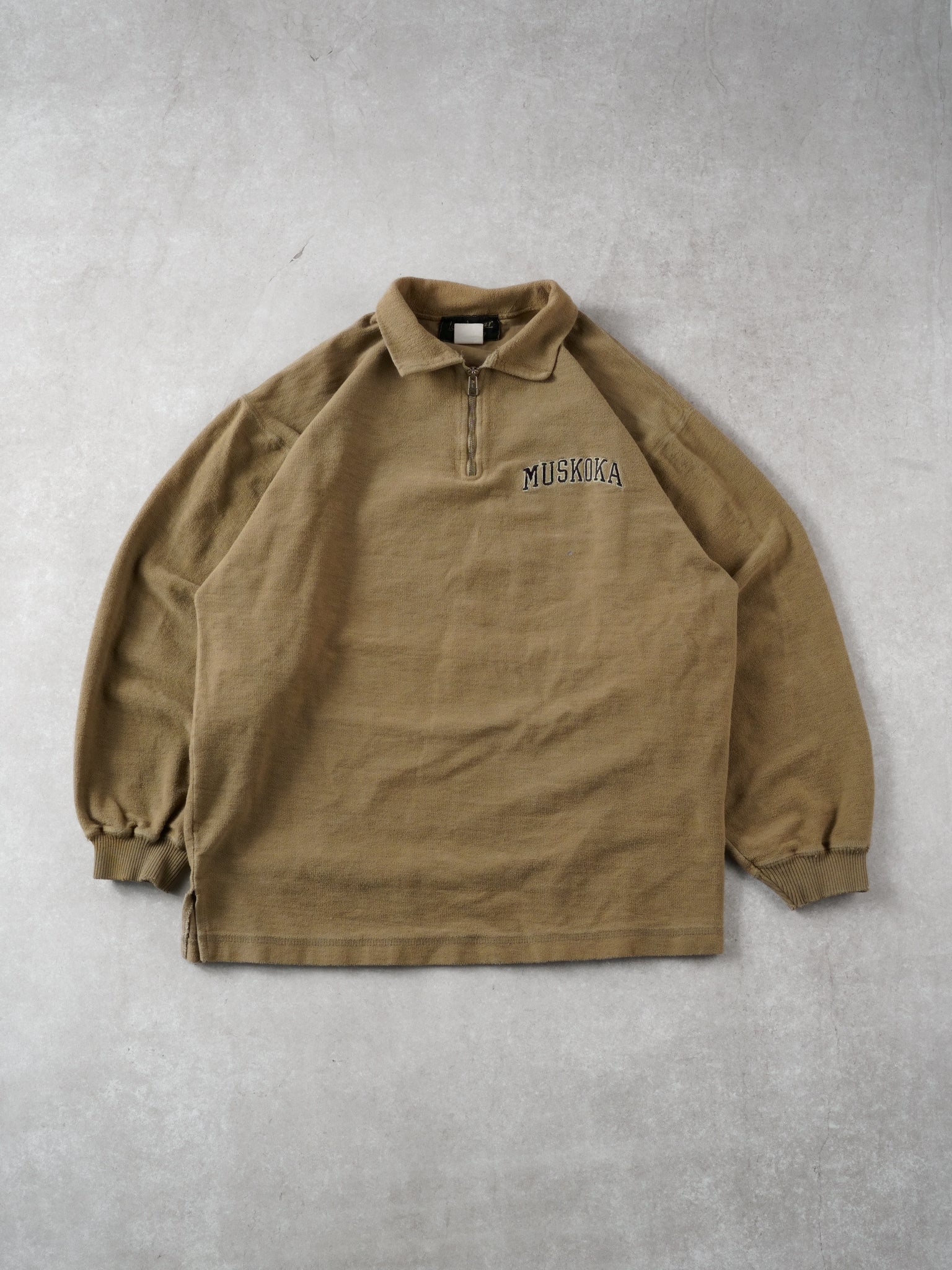 Vintage 90s Light Brown Musoka Collared Crewneck (L)