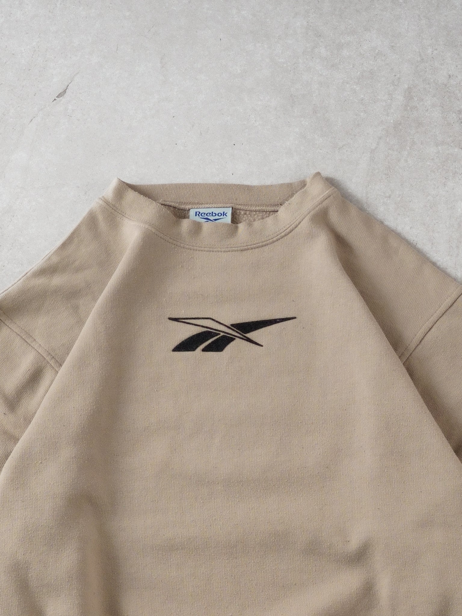 Vintage 90s Beige Reebok Emblem Crewneck (M)