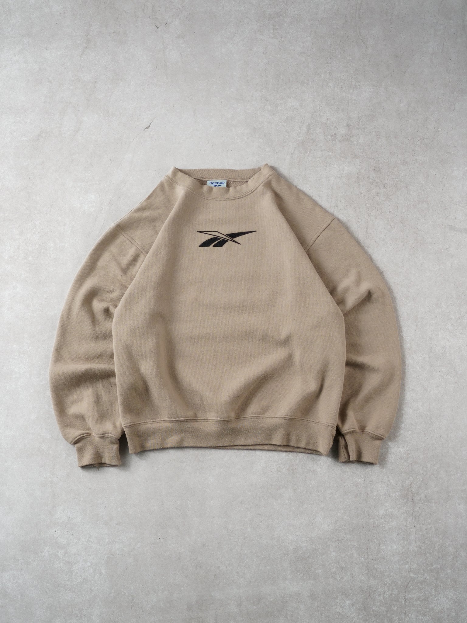 Vintage 90s Beige Reebok Emblem Crewneck (M)