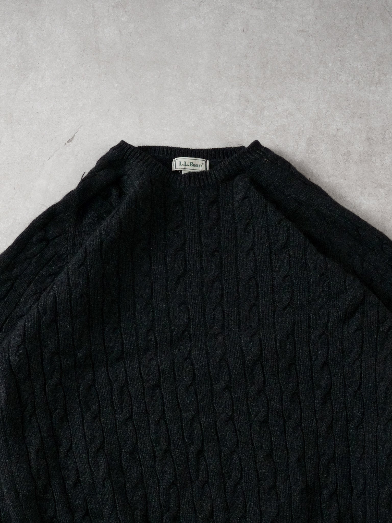 Vintage 90s Black LL Bean Patterned Knit Wool Crewneck (L)