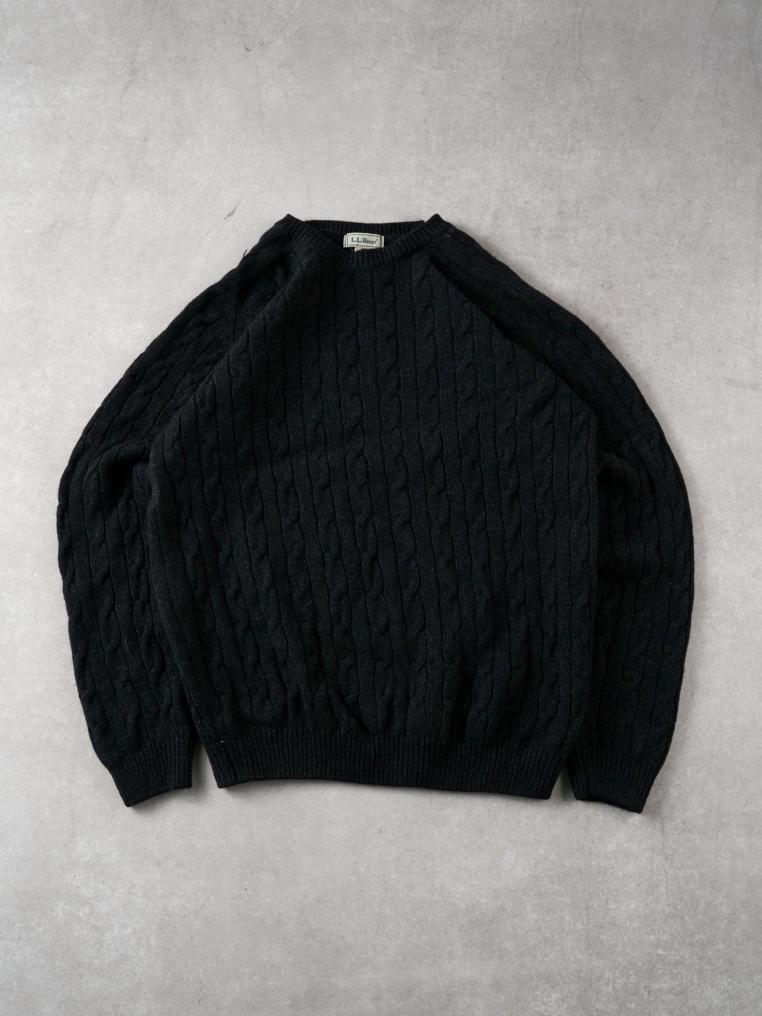 Vintage 90s Black LL Bean Patterned Knit Wool Crewneck (L)