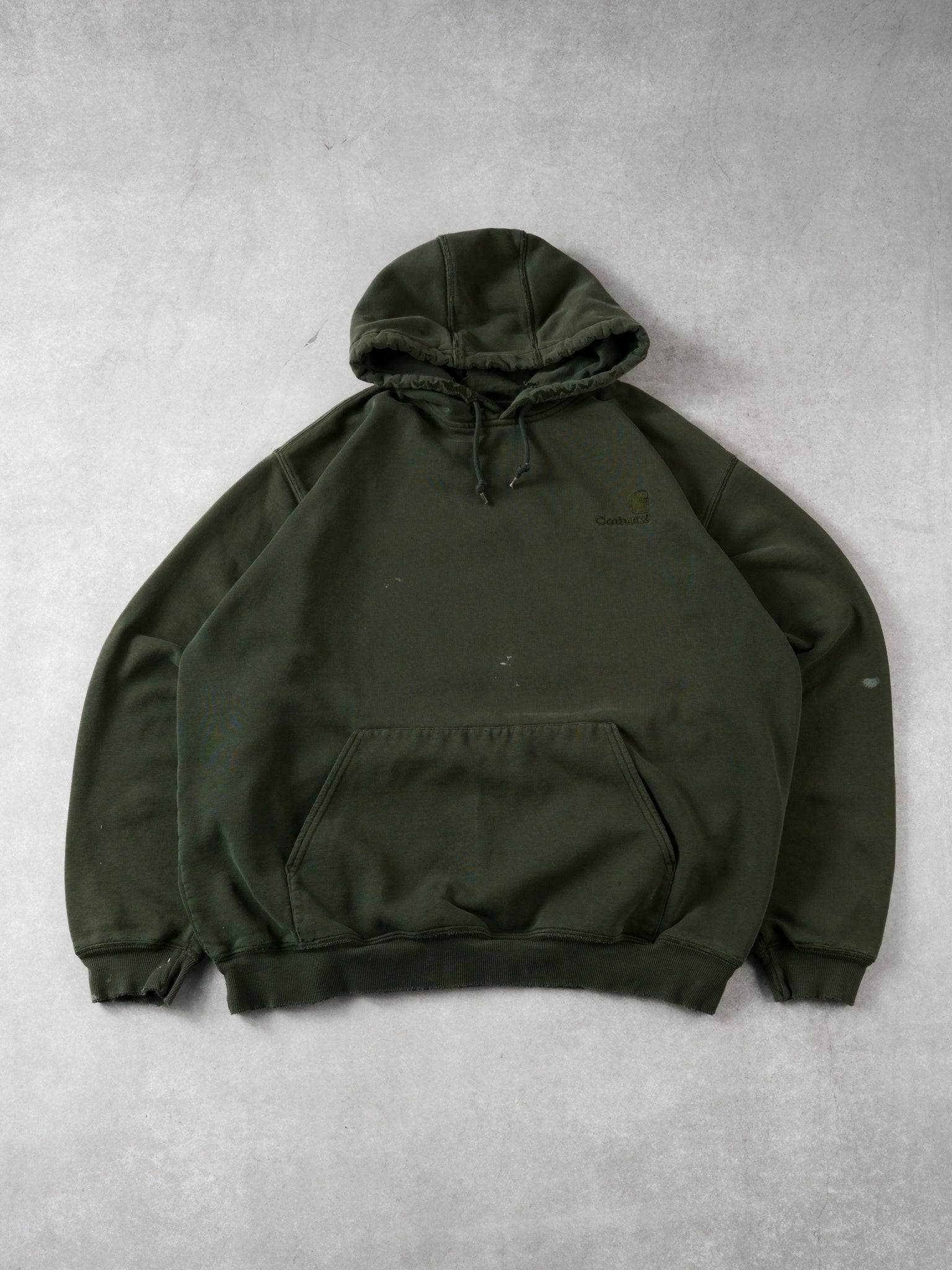 Vintage 90s Dark Green Carhartt Blank Hoodie (XL)