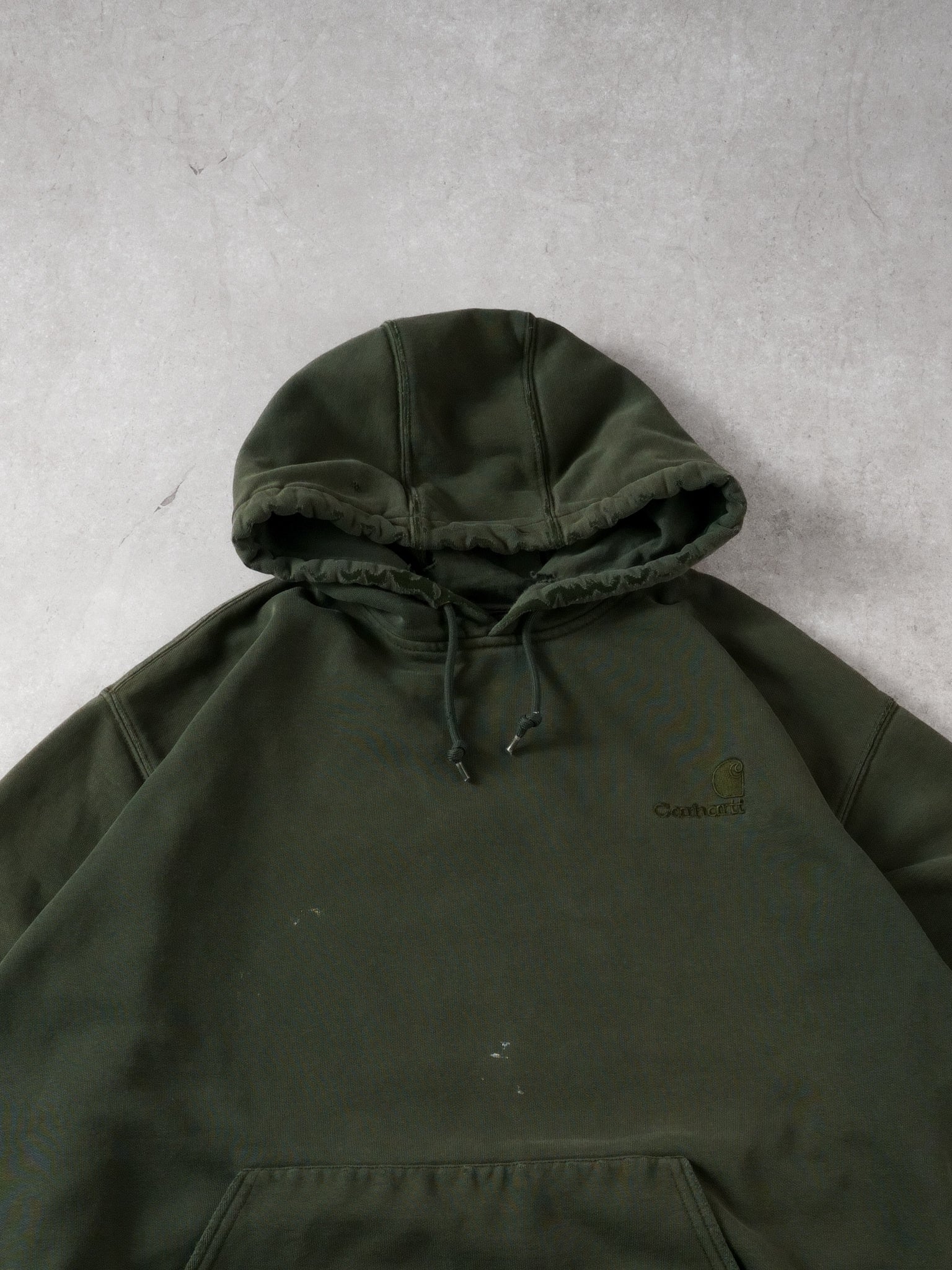 Vintage 90s Dark Green Carhartt Blank Hoodie (XL)