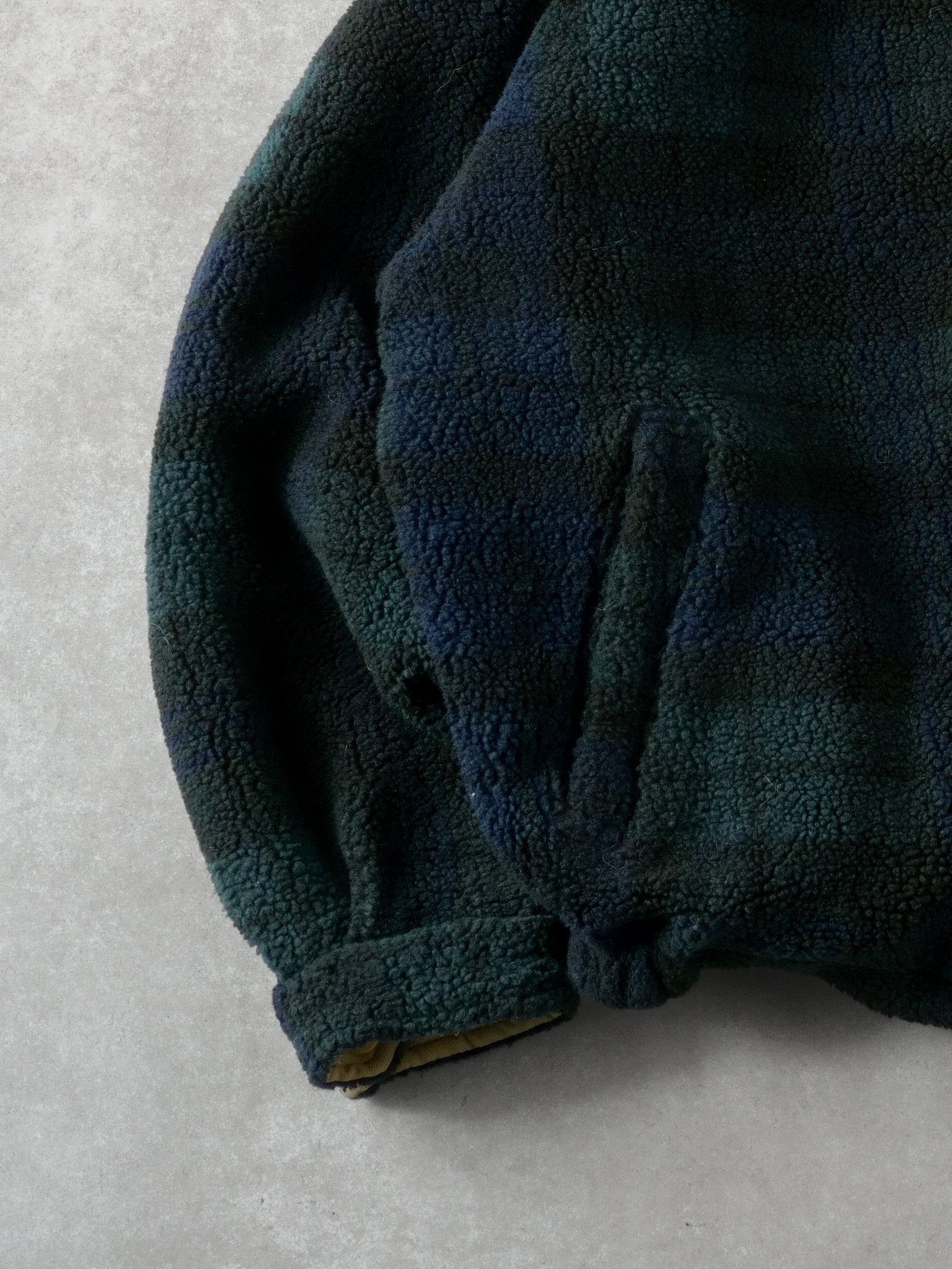 Vintage 90s Green Nautica Plaid Fleece Reversible Collared Jacket (XXL)