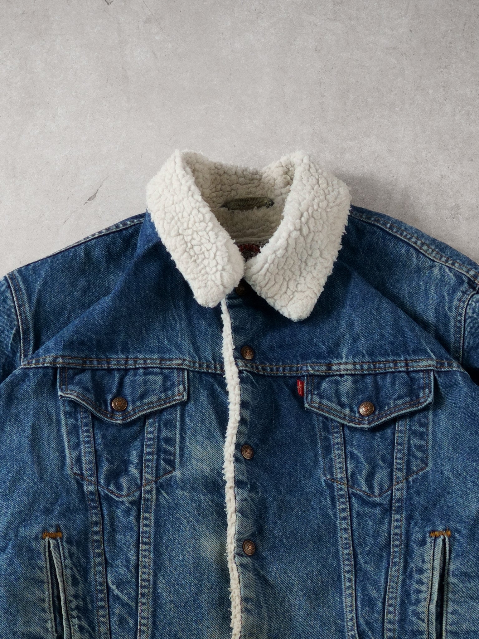 Vintage 80s Blue Levi's Denim Type 3 Sherpa Jacket (L)