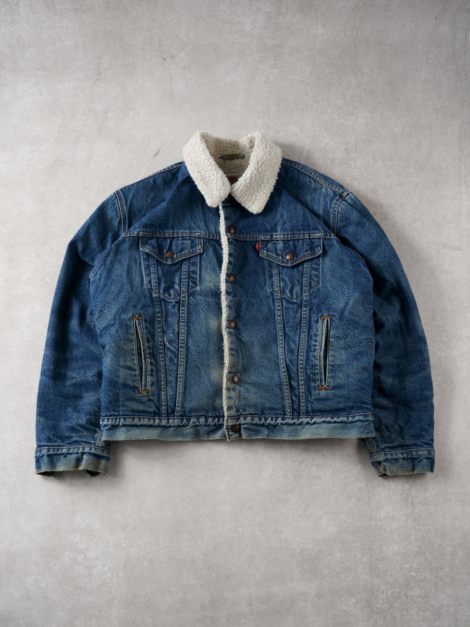 Vintage 80s Blue Levi's Denim Type 3 Sherpa Jacket (L)