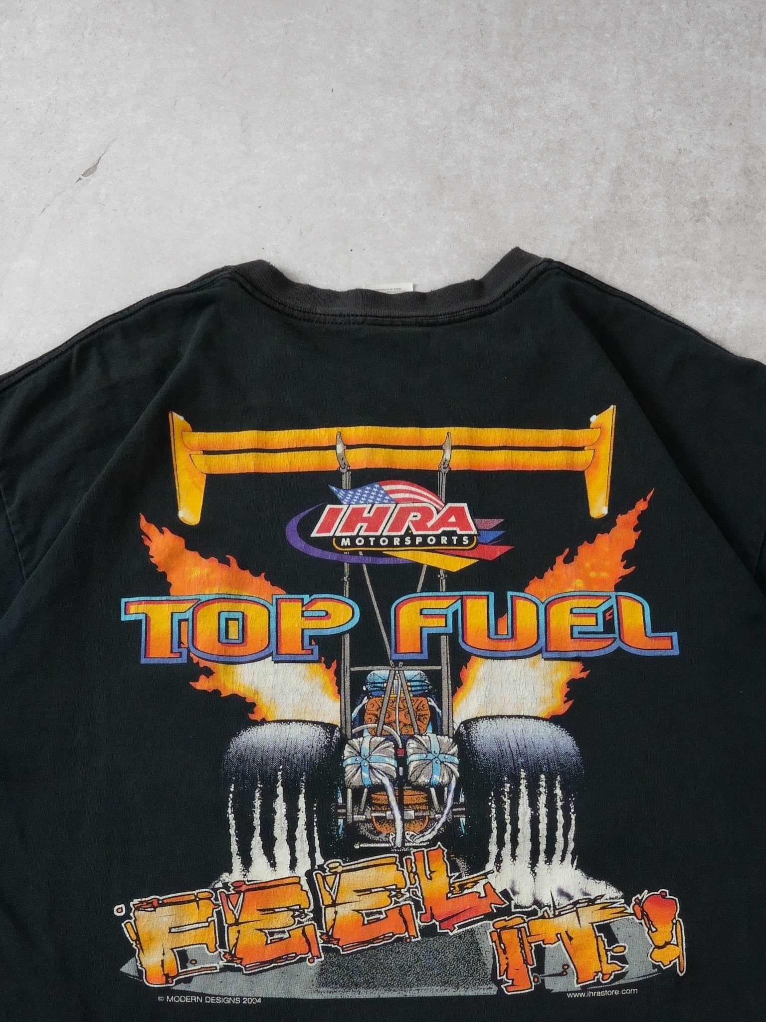 Vintage 04' Smoke Fire Thunder Drag Racing Graphic Tee (L)