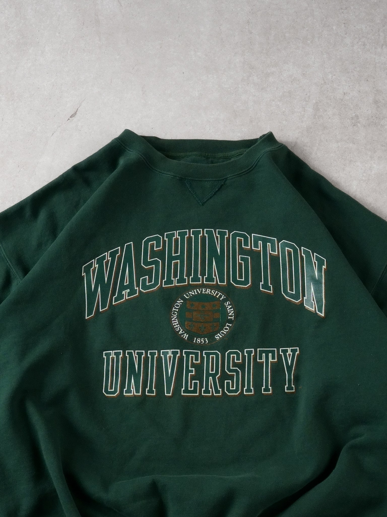 Vintage Pine Green Washington University Emblem Crewneck (L)
