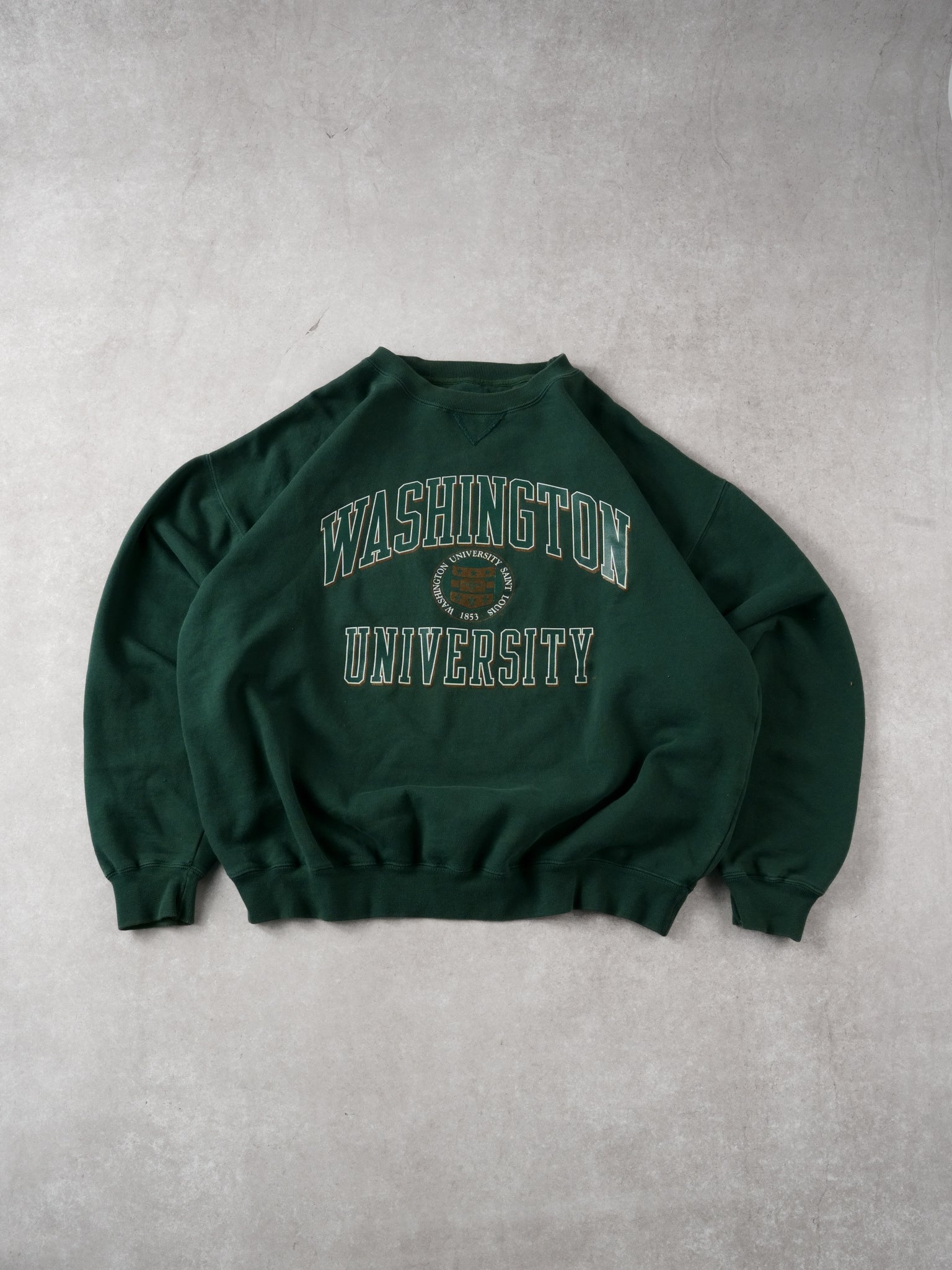 Vintage Pine Green Washington University Emblem Crewneck (L)