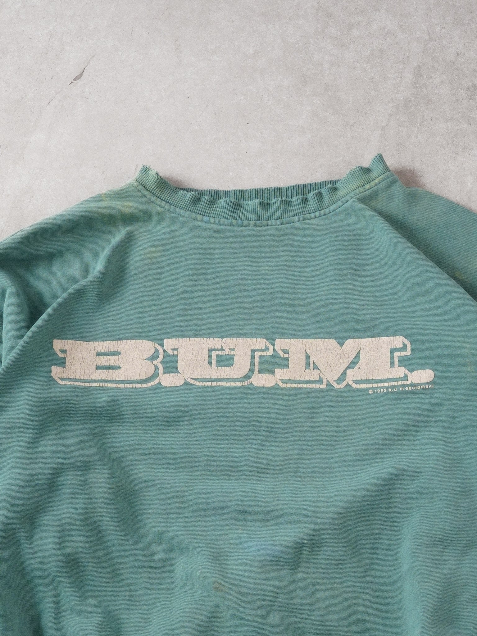 Vintage 90s Washed Green Bum Eqt Graphic Crewneck (XL)