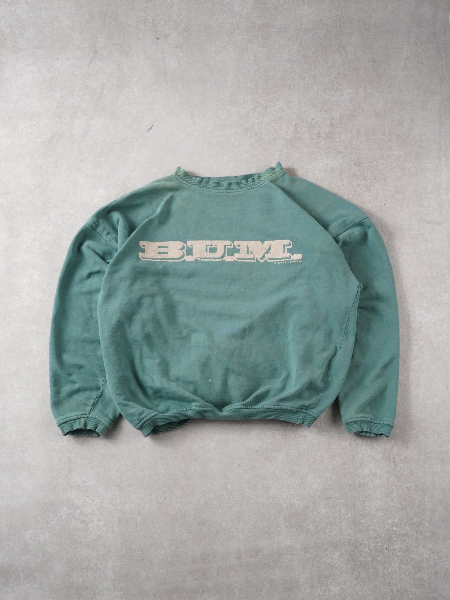 Vintage 90s Washed Green Bum Eqt Graphic Crewneck (XL)