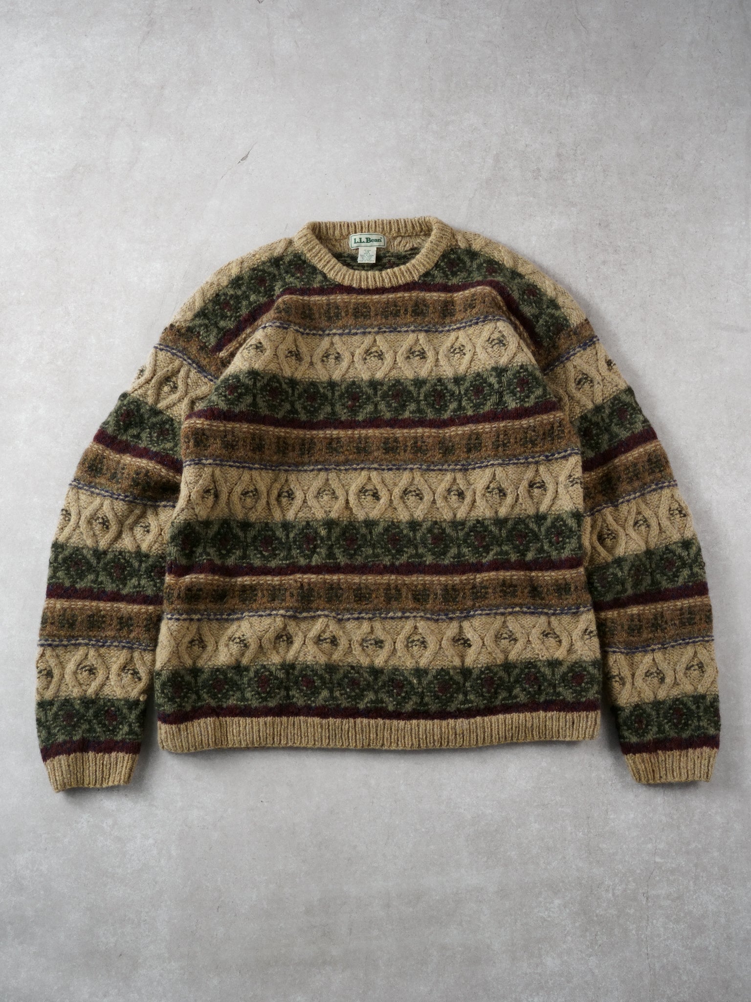 Vintage 90s Multi Colour LL Bean Patterned Wool Sweater (L)