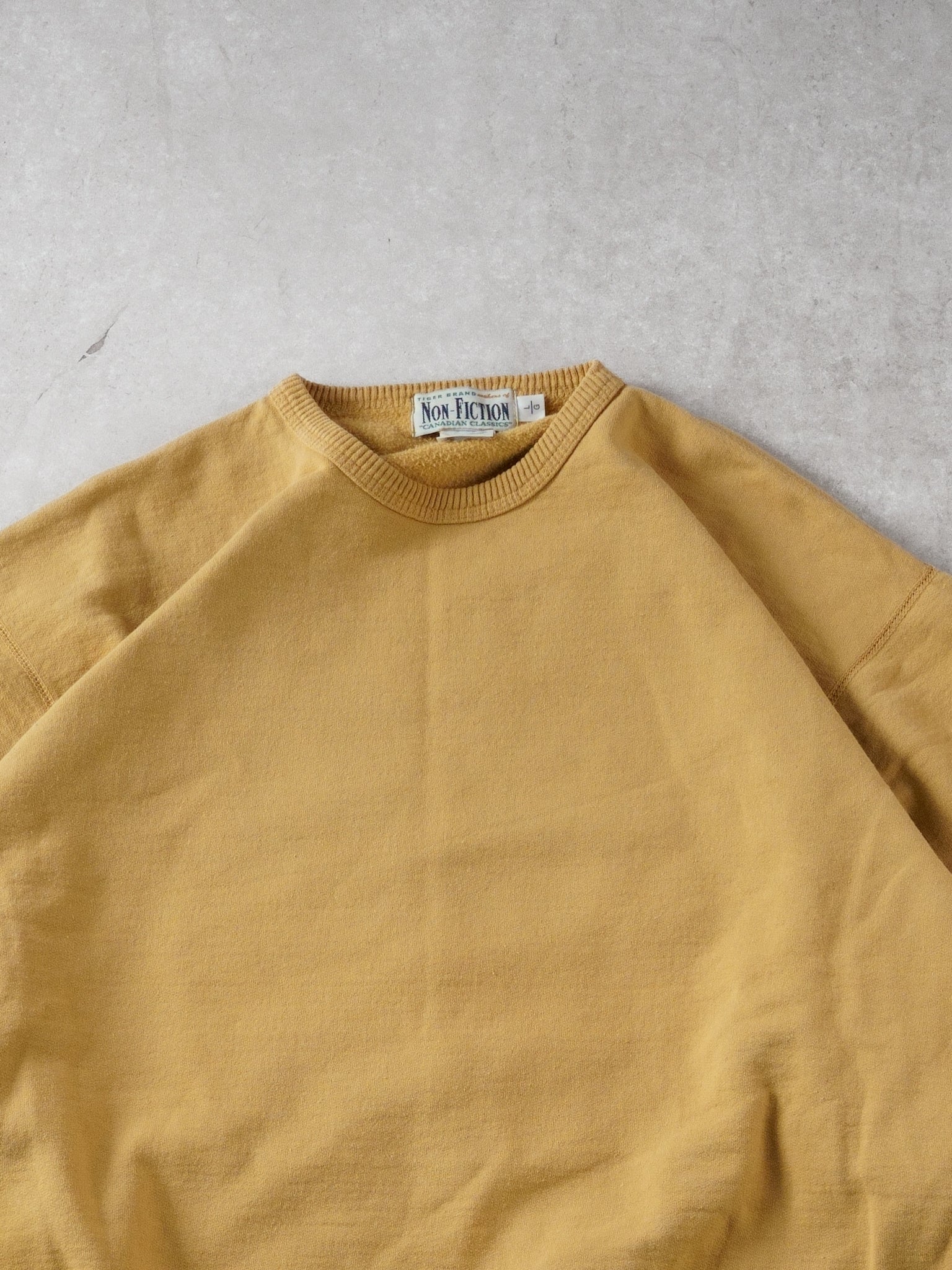 Vintage 90s Yellow Non Fiction Blank Crewneck (L)