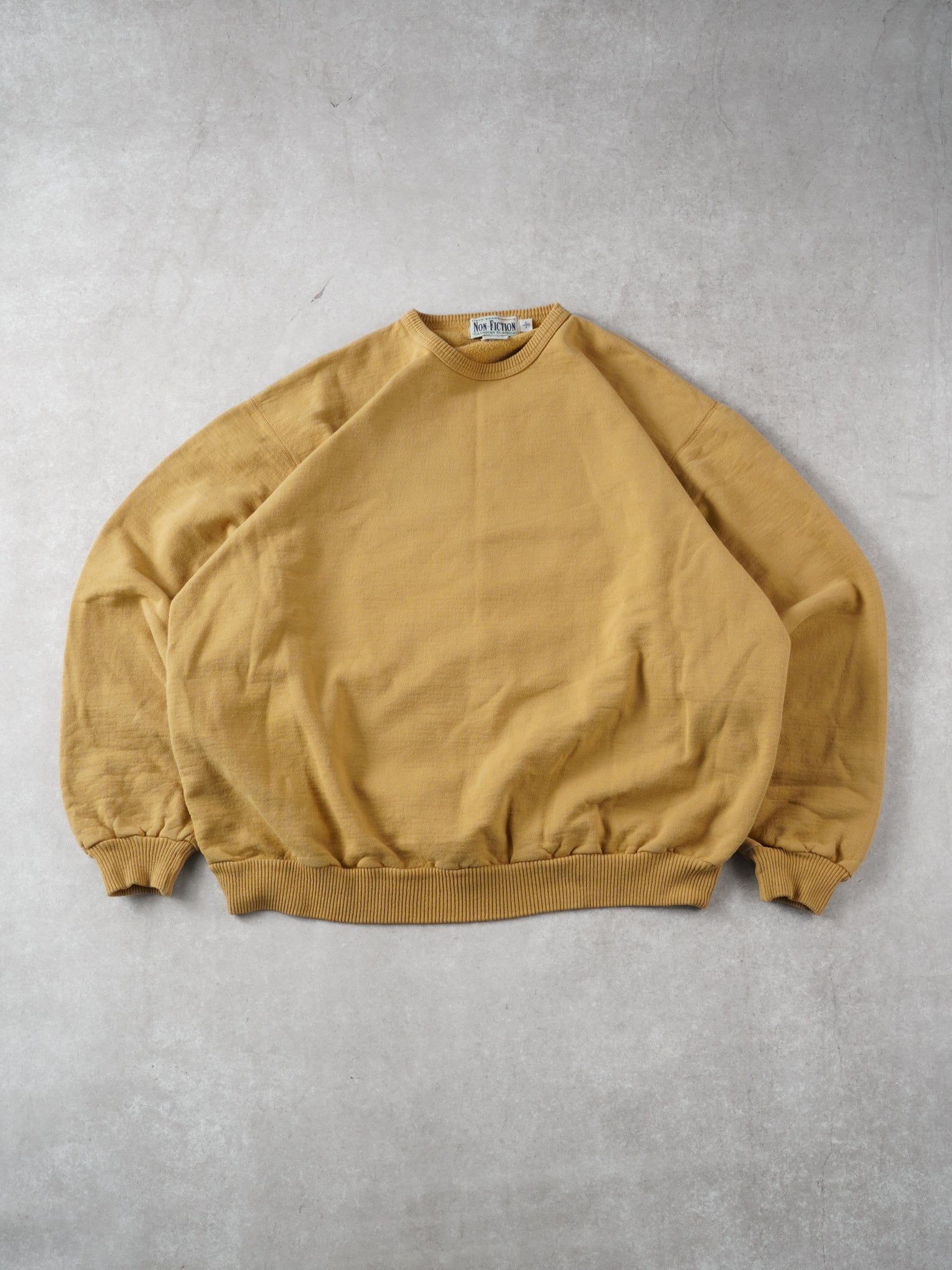 Vintage 90s Yellow Non Fiction Blank Crewneck (L)