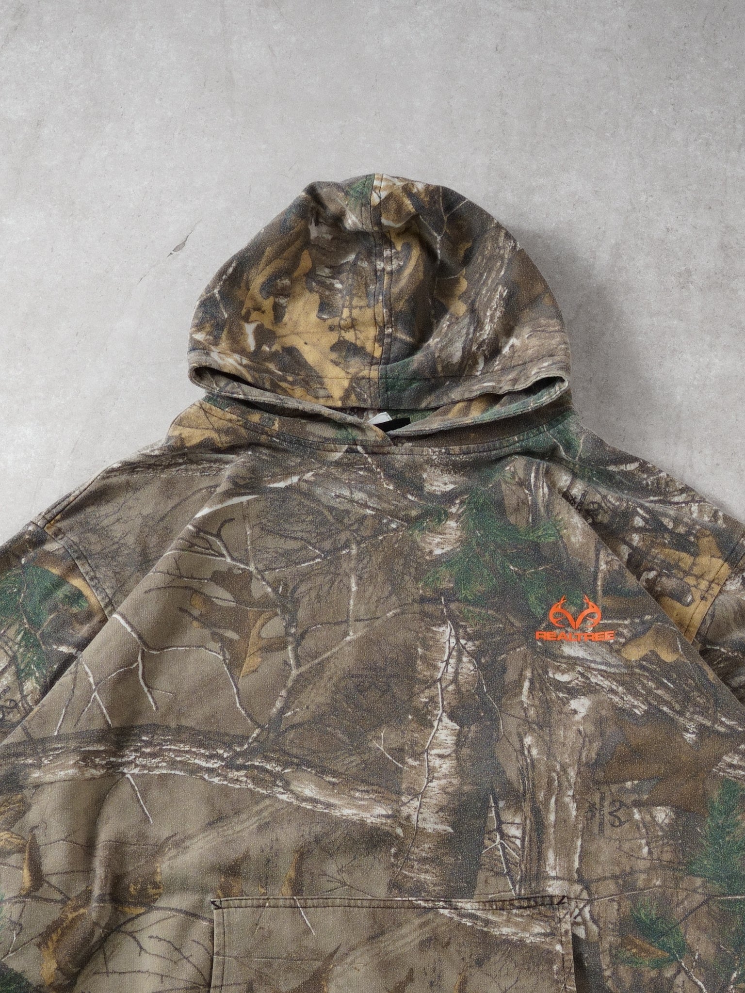 Vintage Y2k Green Realtree Camo Print Hoodie (XL)