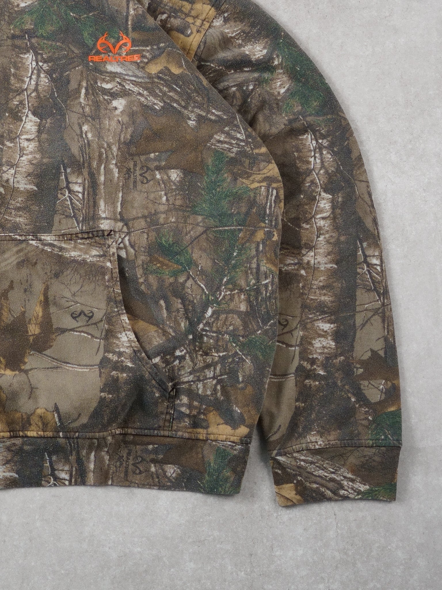 Vintage Y2k Green Realtree Camo Print Hoodie (XL)