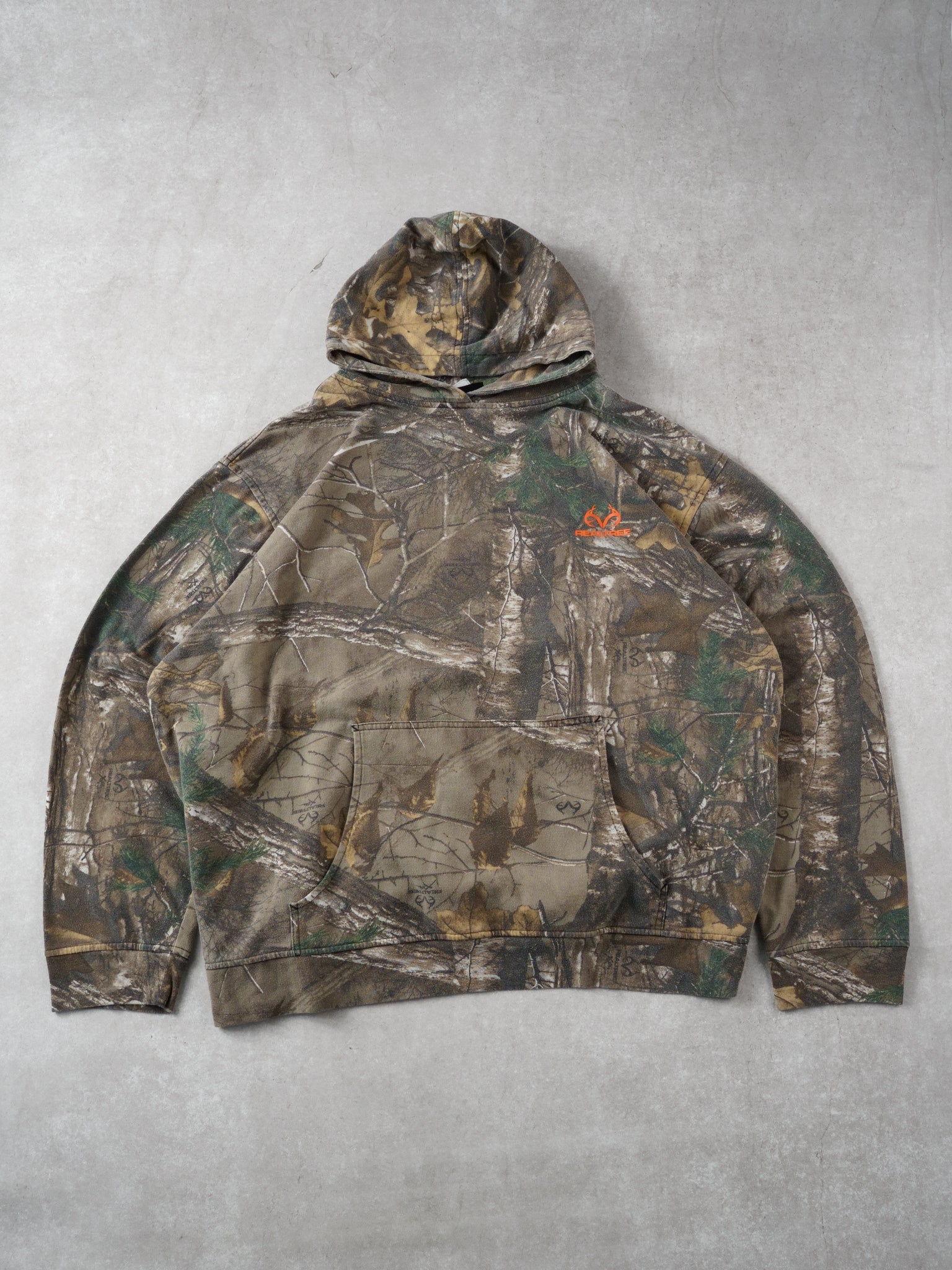Vintage Y2k Green Realtree Camo Print Hoodie (XL)