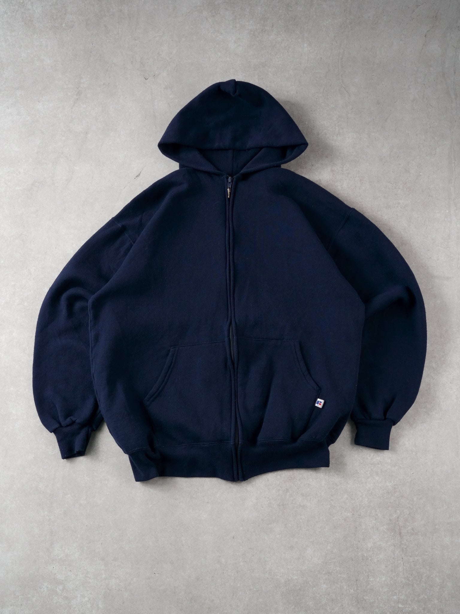 Vintage 90s Navy Blue Russell Athletics Blank Zipup (L)