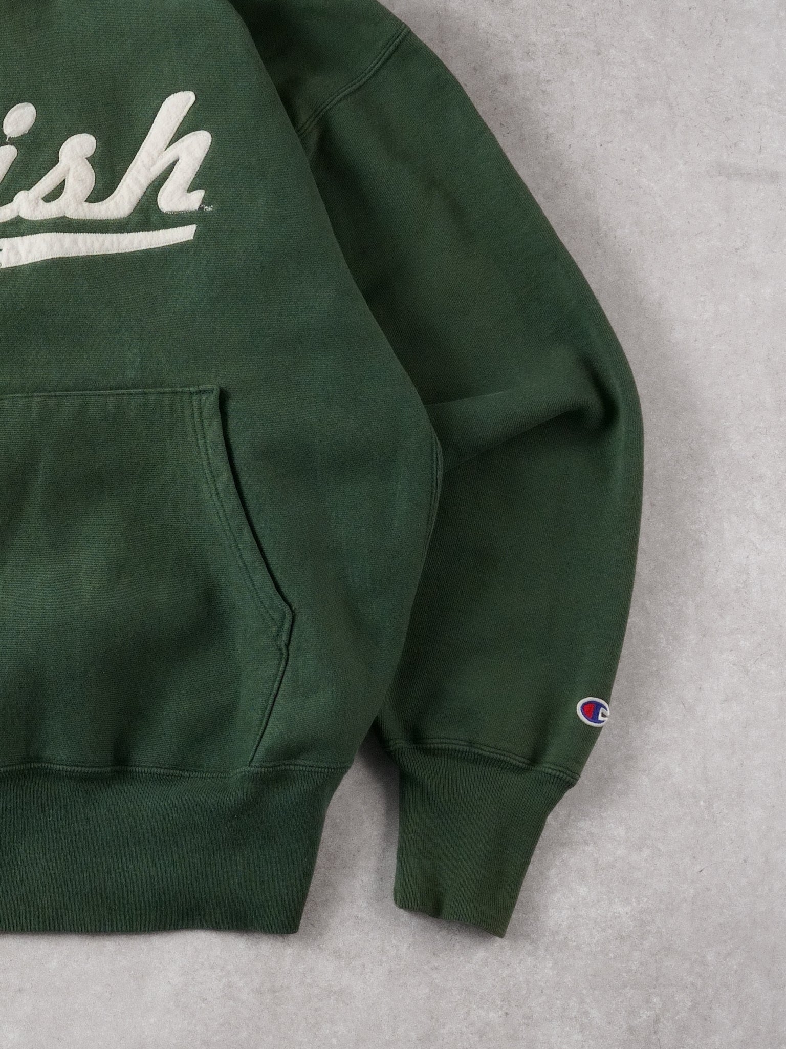 Vintage 90s Sage Green Irish Notre Dame x Champion Reverse Weave Hoodie (L)