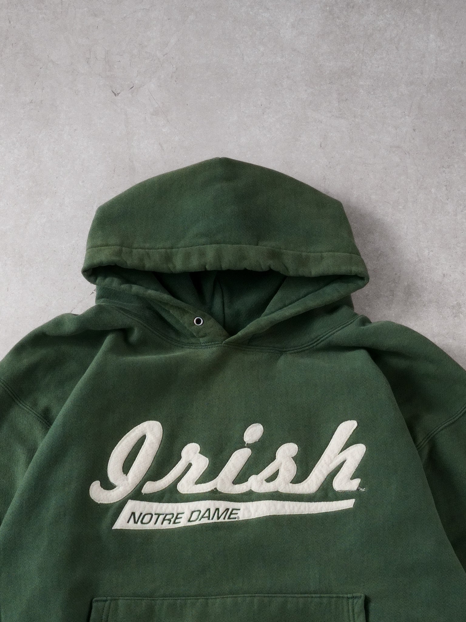 Vintage 90s Sage Green Irish Notre Dame x Champion Reverse Weave Hoodie (L)