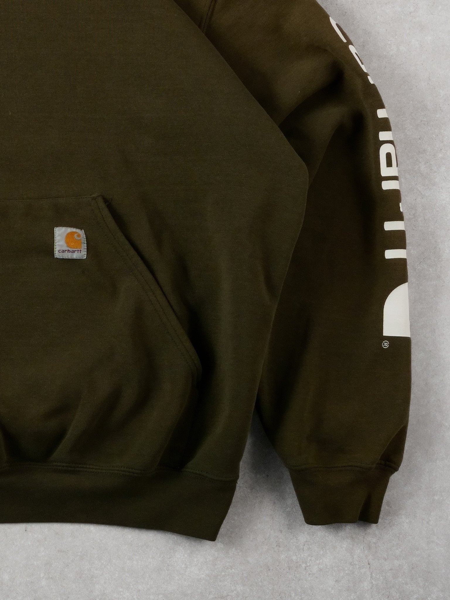 Vintage Y2k Moss Green Carhartt Blank Hoodie (L/XL)