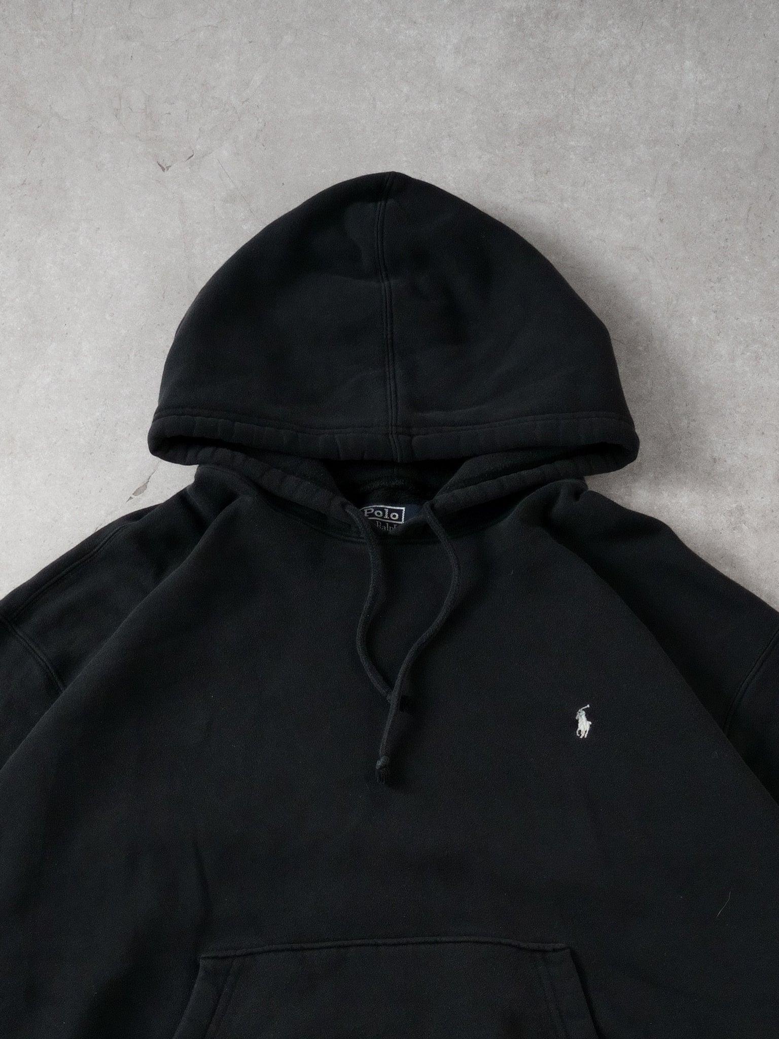 Vintage Black Polo By Ralph Lauren Blank Hoodie (XXL)