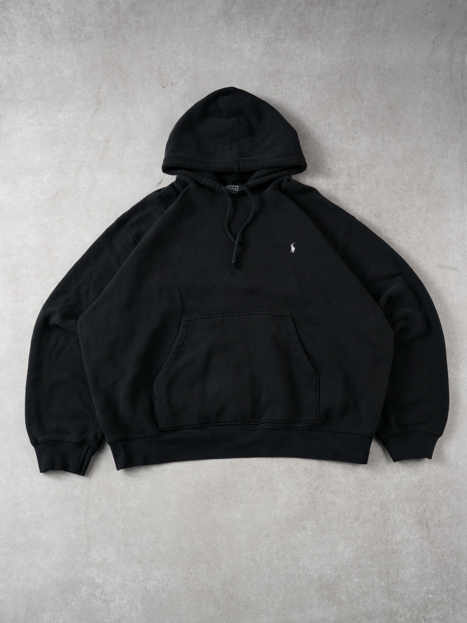 Vintage Black Polo By Ralph Lauren Blank Hoodie (XXL)