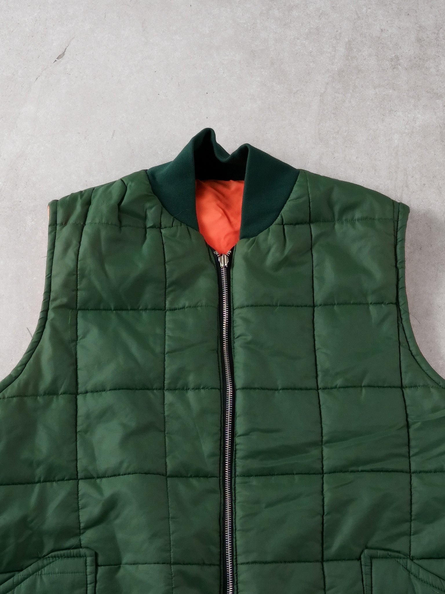Vintage Forest Green and Orange Puffer Vest (L)