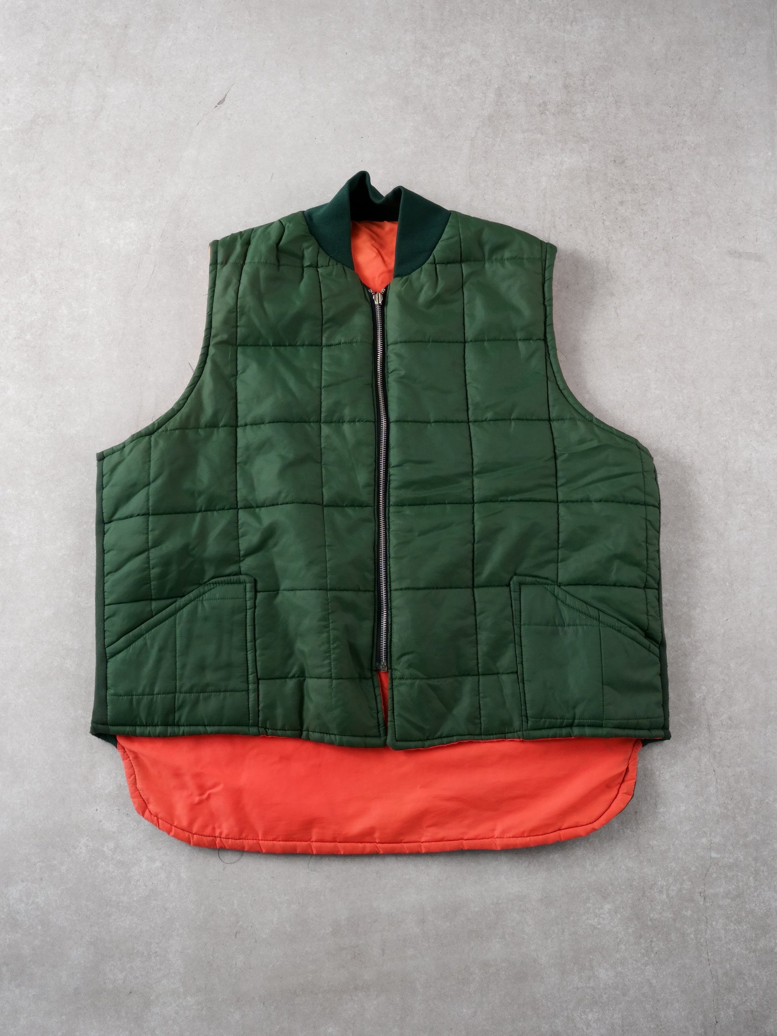 Vintage Forest Green and Orange Puffer Vest (L)