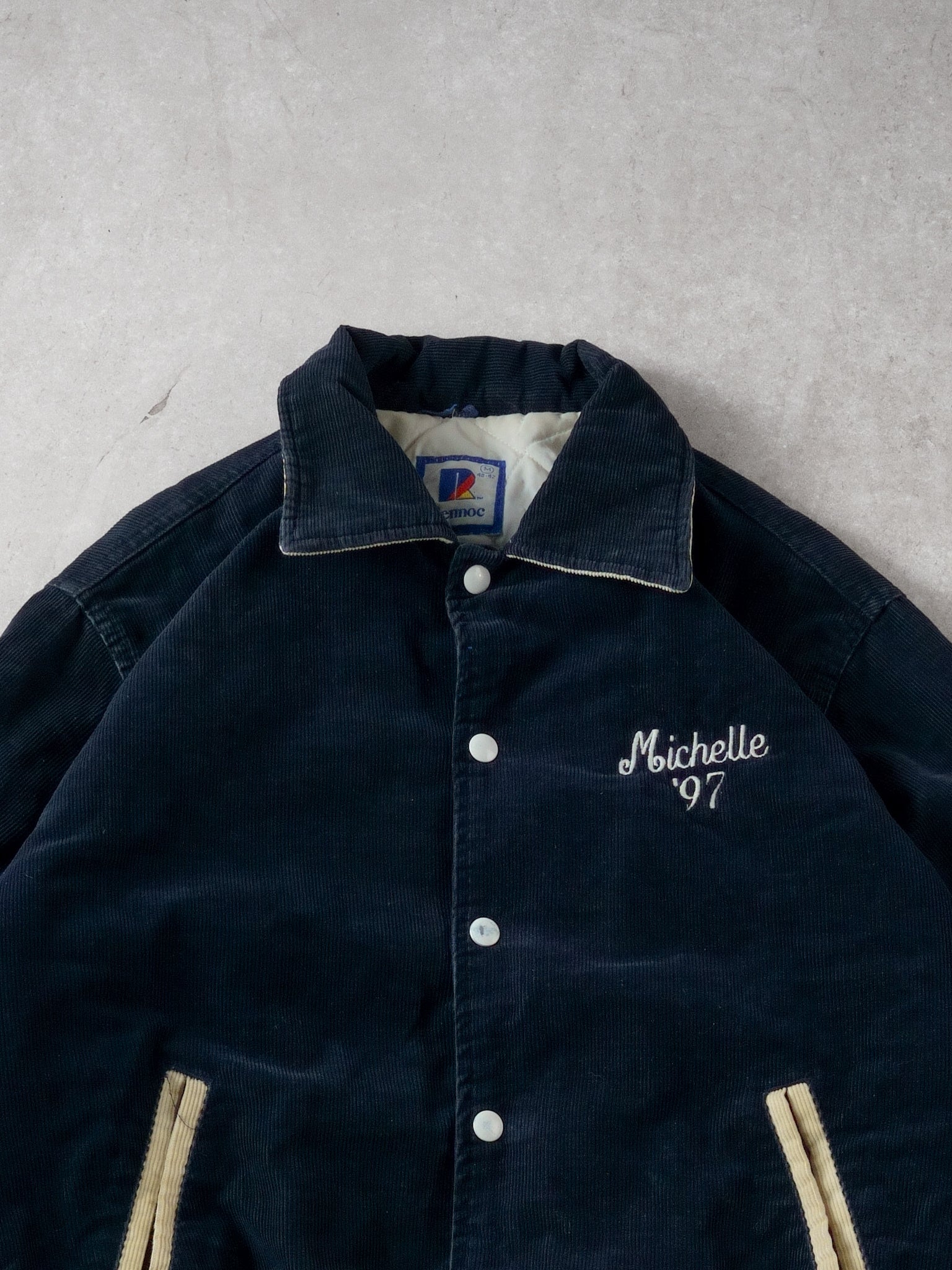 Vintage 90s Navy Blue Corduroy Council Rock "Michelle" Collared Bomber (M)