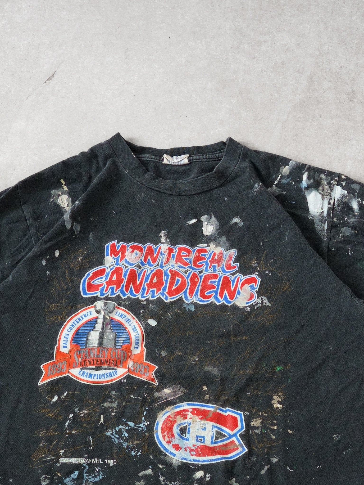 Vintage 93' Dark Grey Montreal Canadiens Graphic Tee (S)