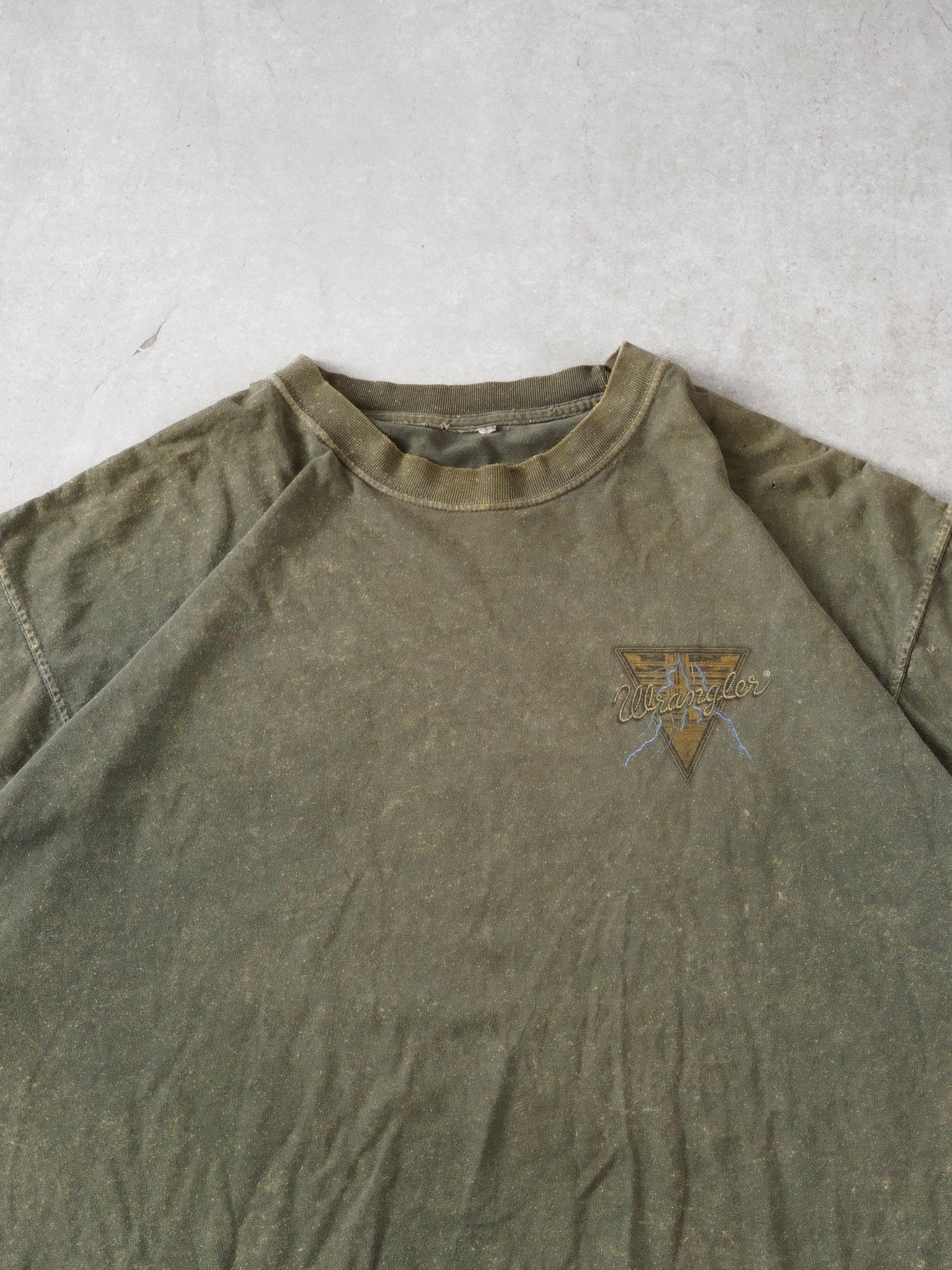 Vintage 90s Washed Moss Green Wrangler Emblem Tee (L)
