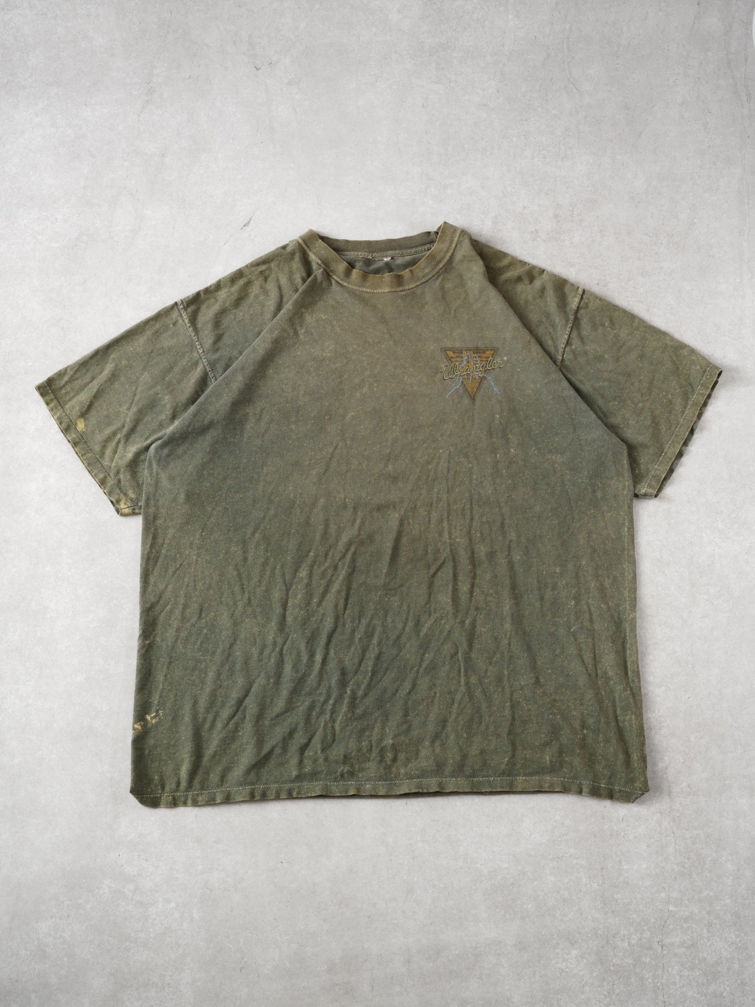 Vintage 90s Washed Moss Green Wrangler Emblem Tee (L)